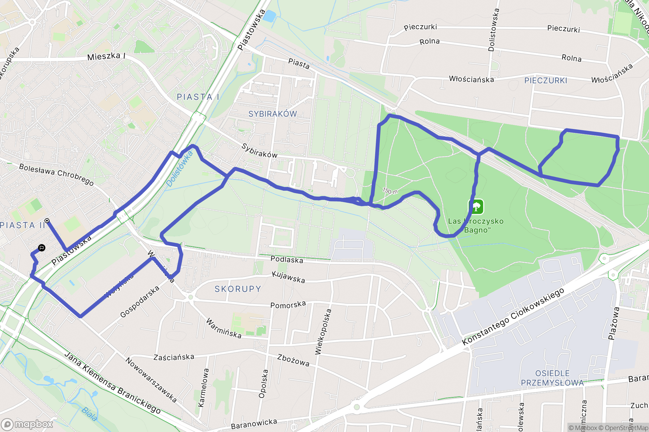 Białystok: mapa trasy - Poland