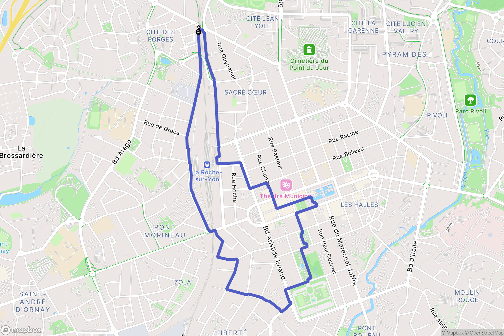 La Roche-sur-Yon : carte du parcours de randonnée - France