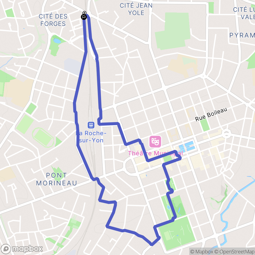 La Roche-sur-Yon : carte du parcours de randonnée - France
