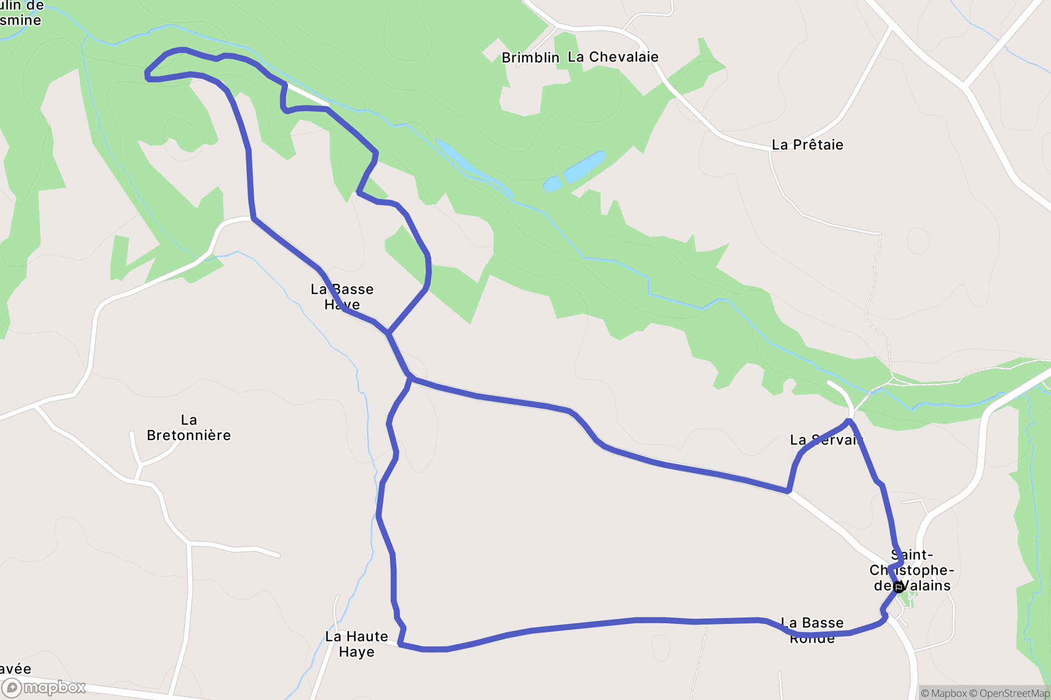 Saint-Christophe-de-Valains : carte du parcours de randonnée - France