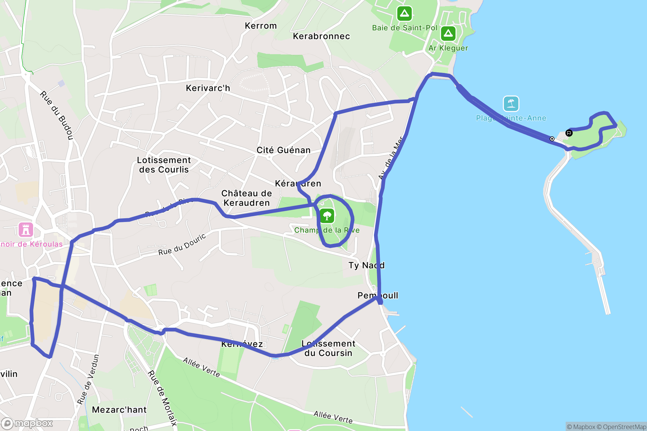 Saint-Pol-de-Léon : carte du parcours de randonnée - France