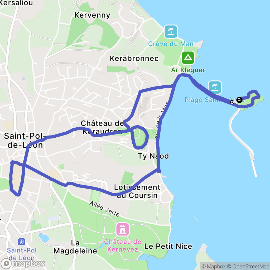 Saint-Pol-de-Léon : carte du parcours de randonnée - France