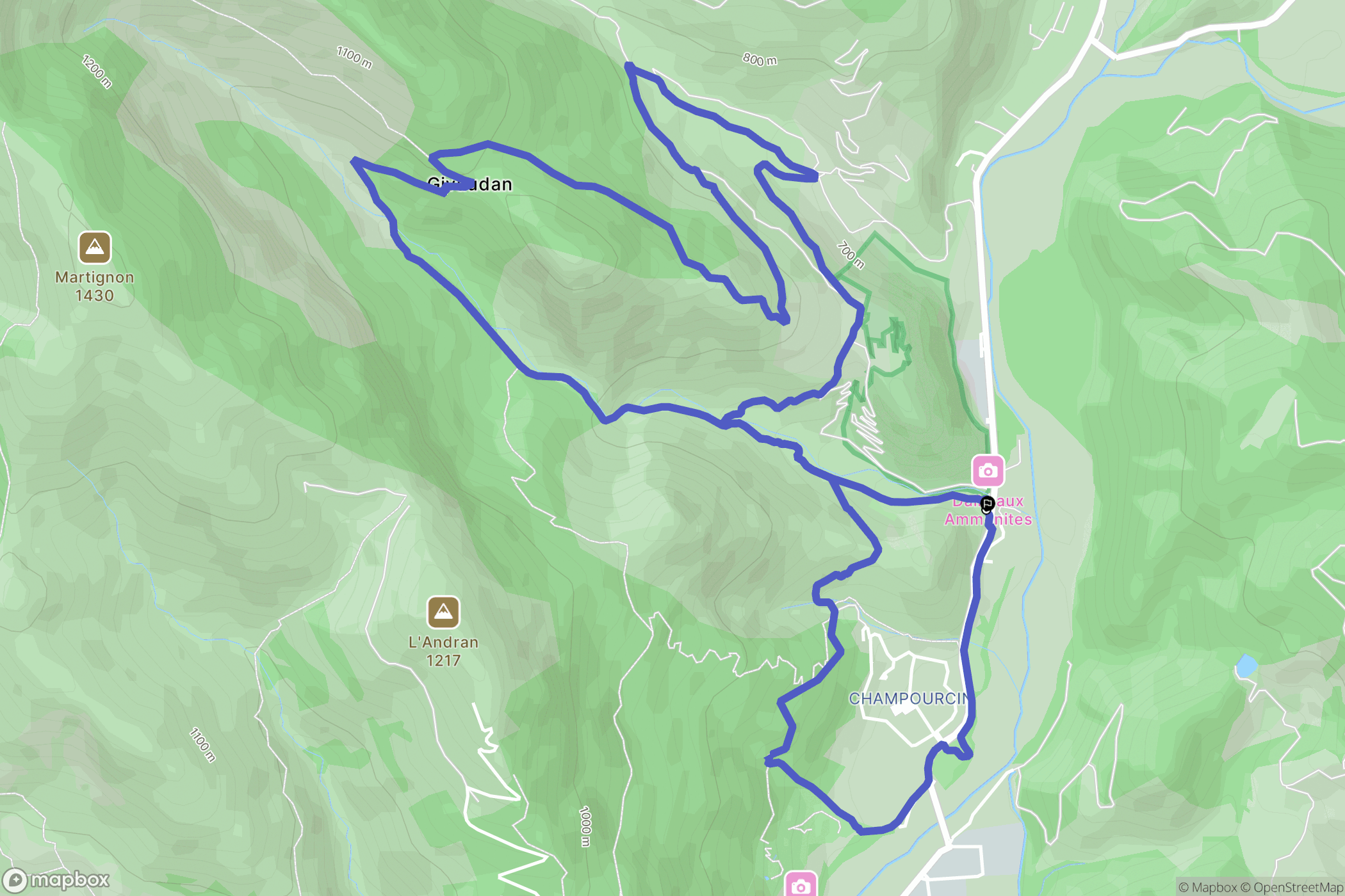 Digne-les-Bains : carte du parcours de randonnée - France