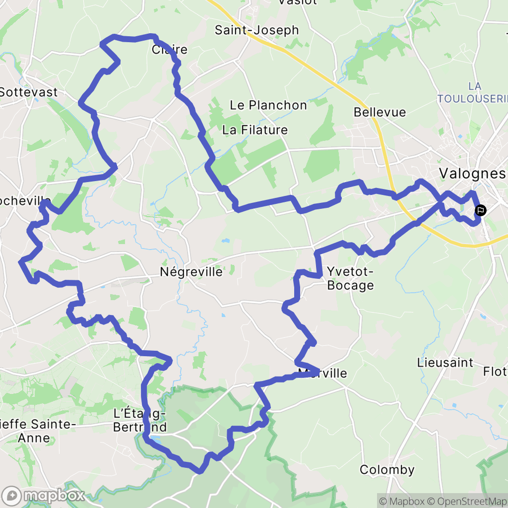 Valognes : carte du parcours de randonnée - France