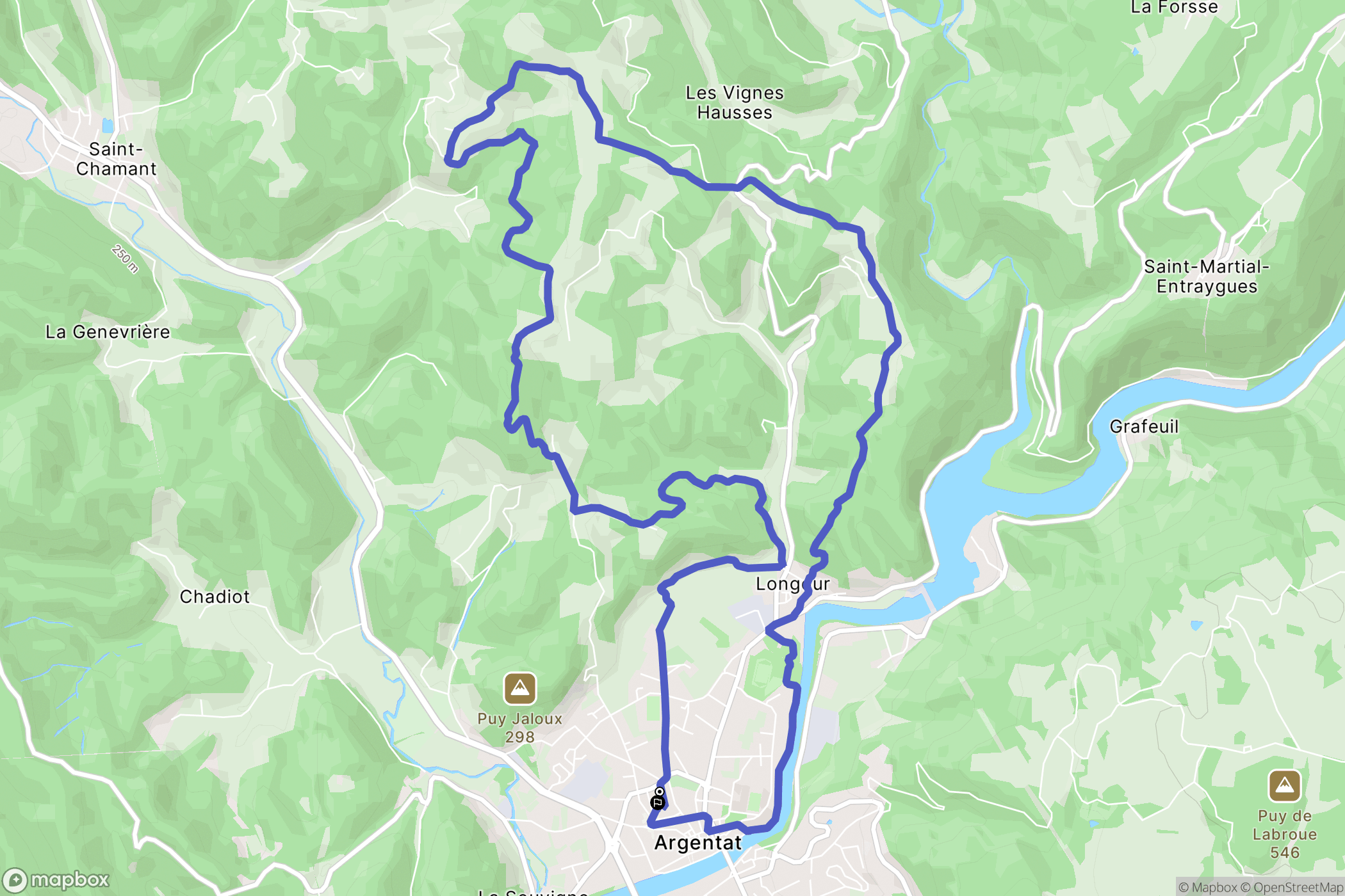 Argentat-sur-Dordogne : carte du parcours de randonnée - France