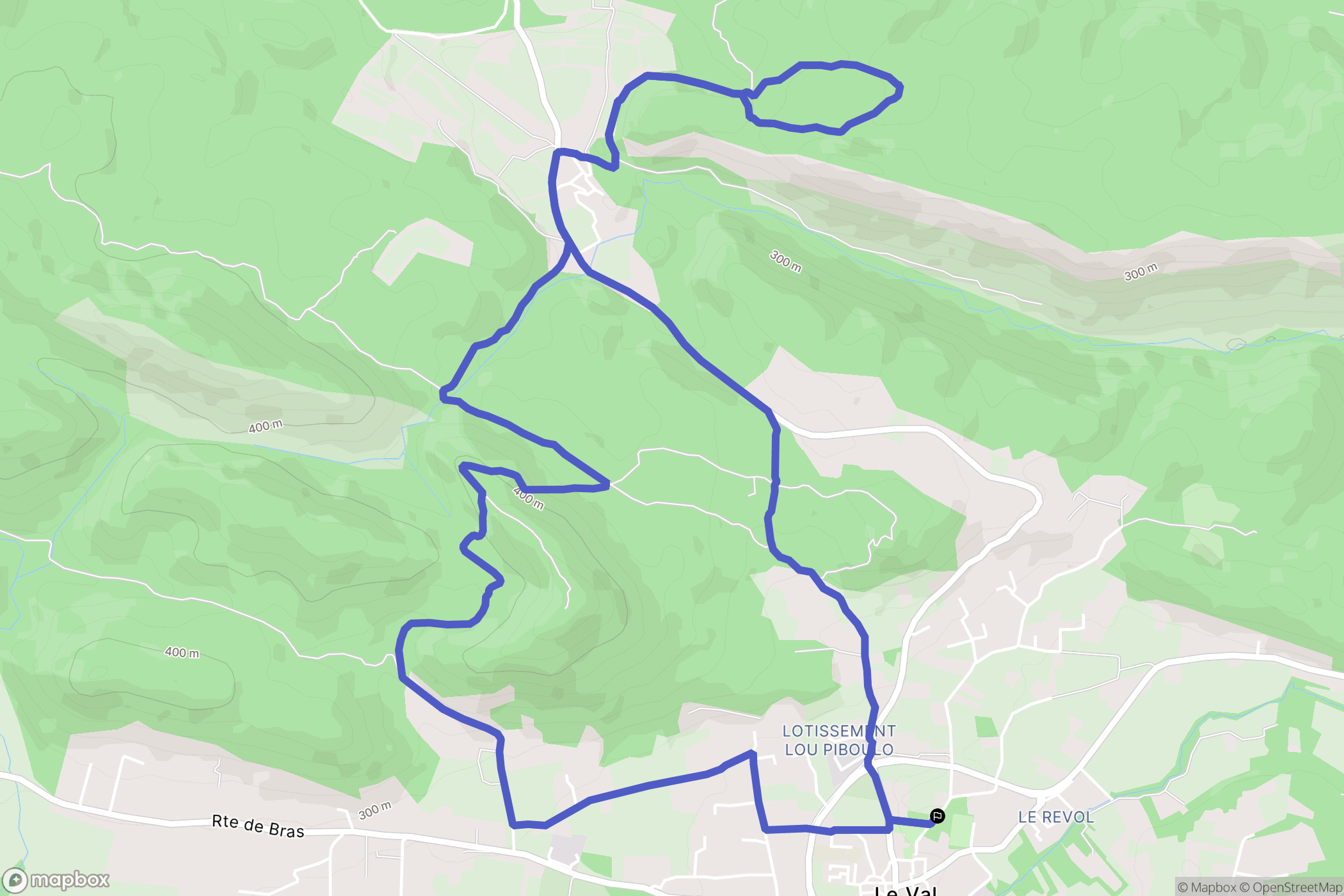 Le Val : carte du parcours de randonnée - France