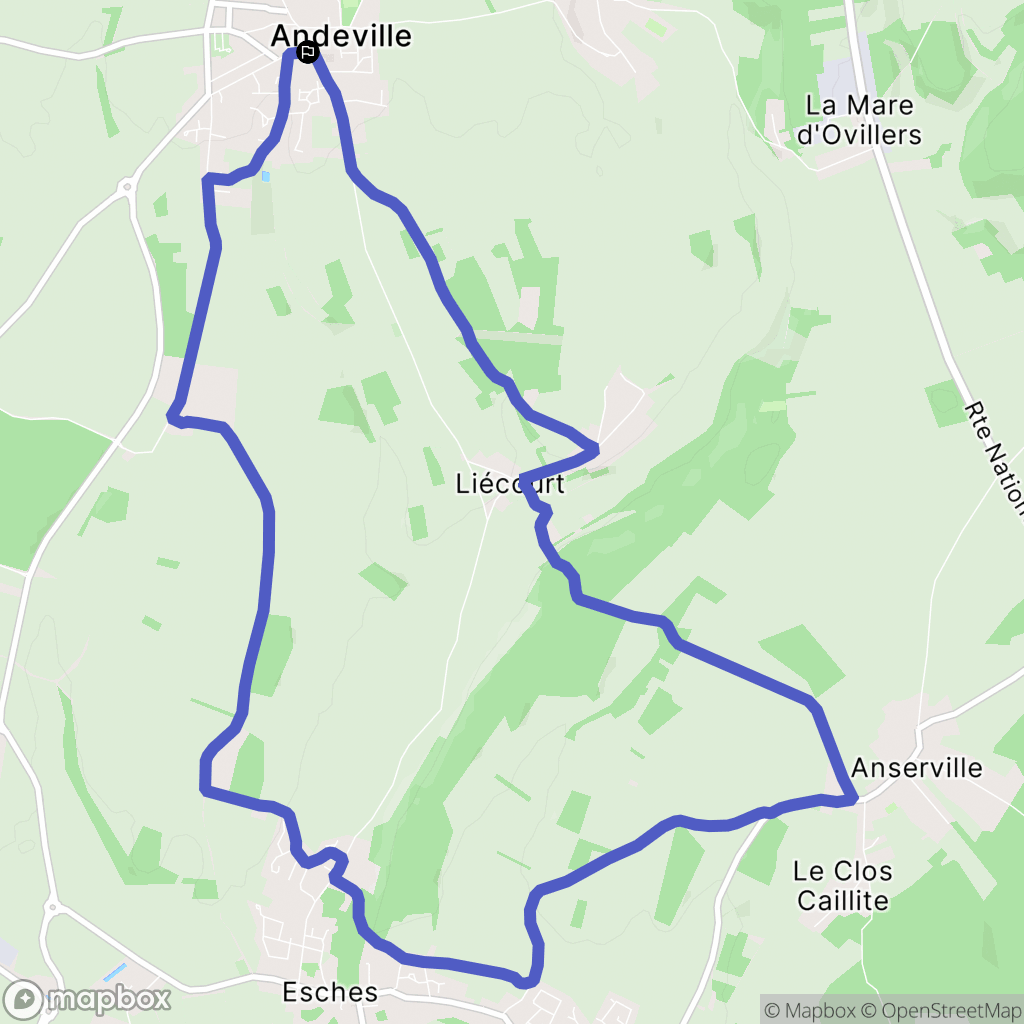Andeville : carte du parcours de randonnée - France