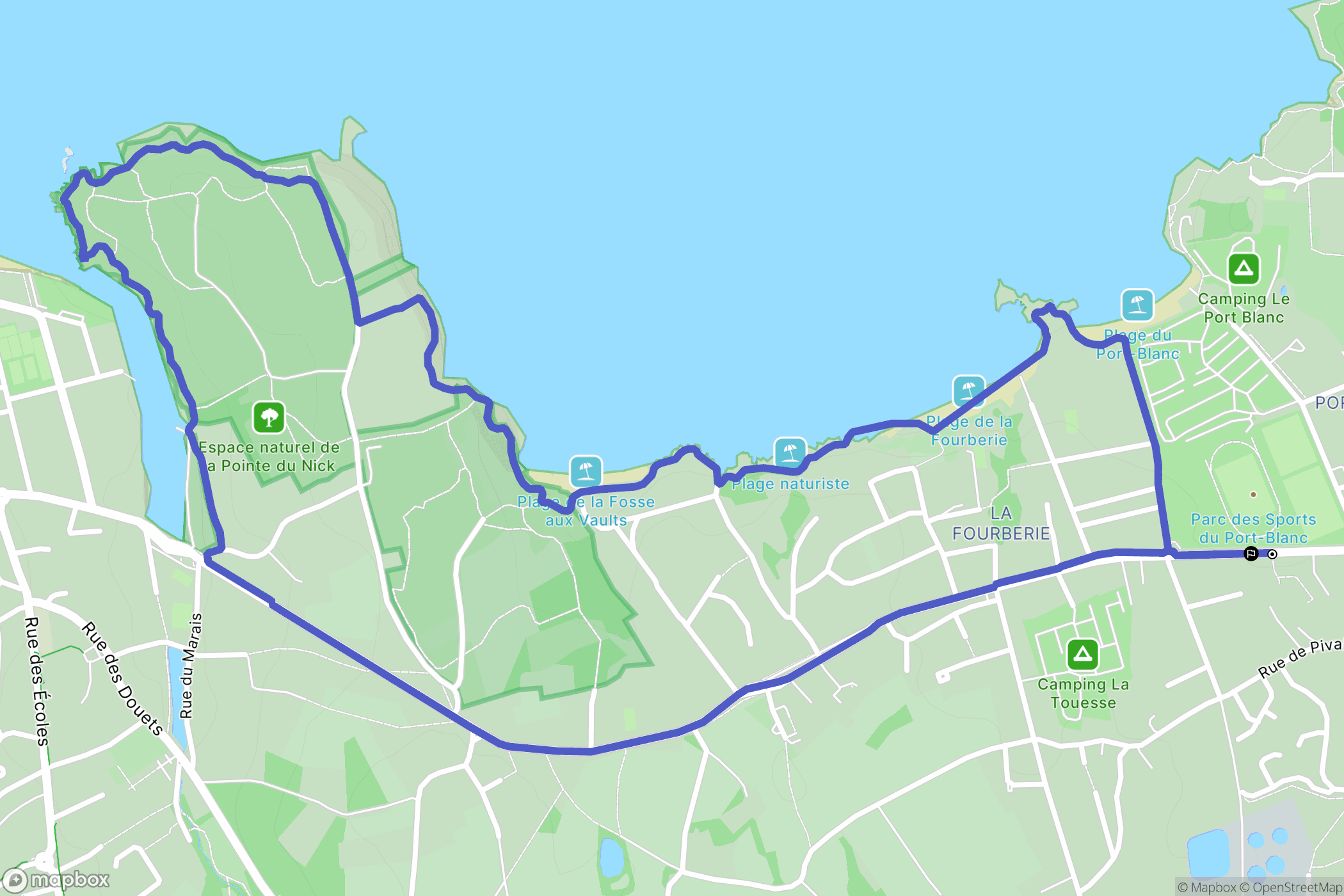 Dinard : carte du parcours de randonnée - France
