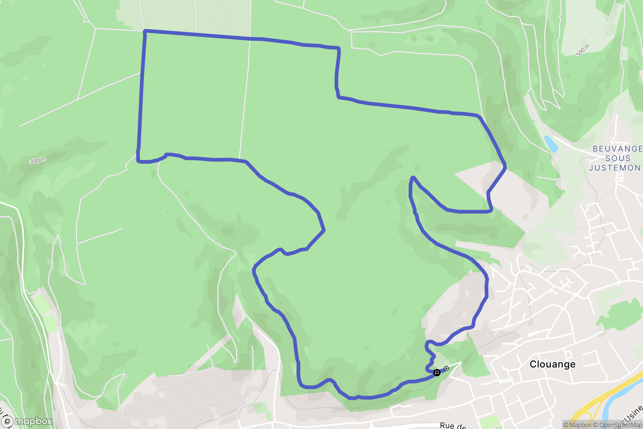 Clouange : carte du parcours de randonnée - France