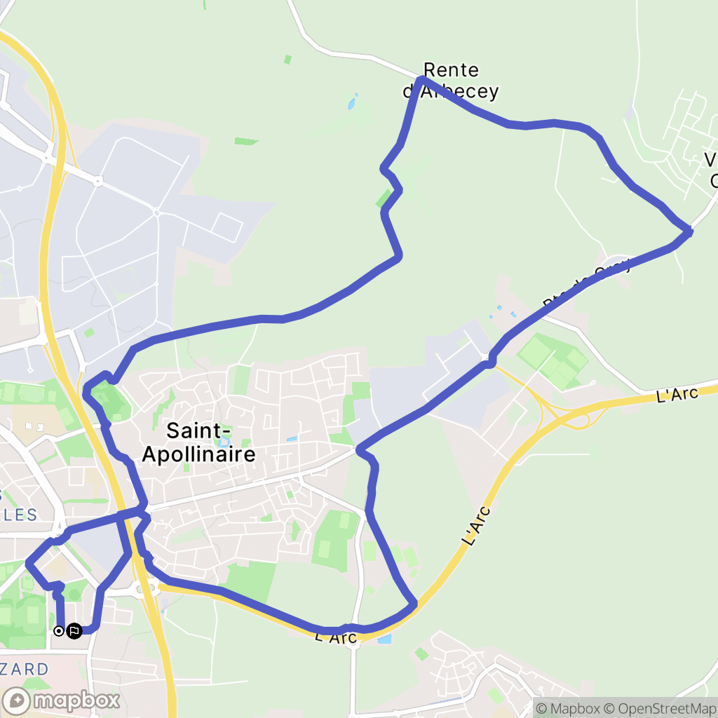 Dijon : carte du parcours de randonnée - France
