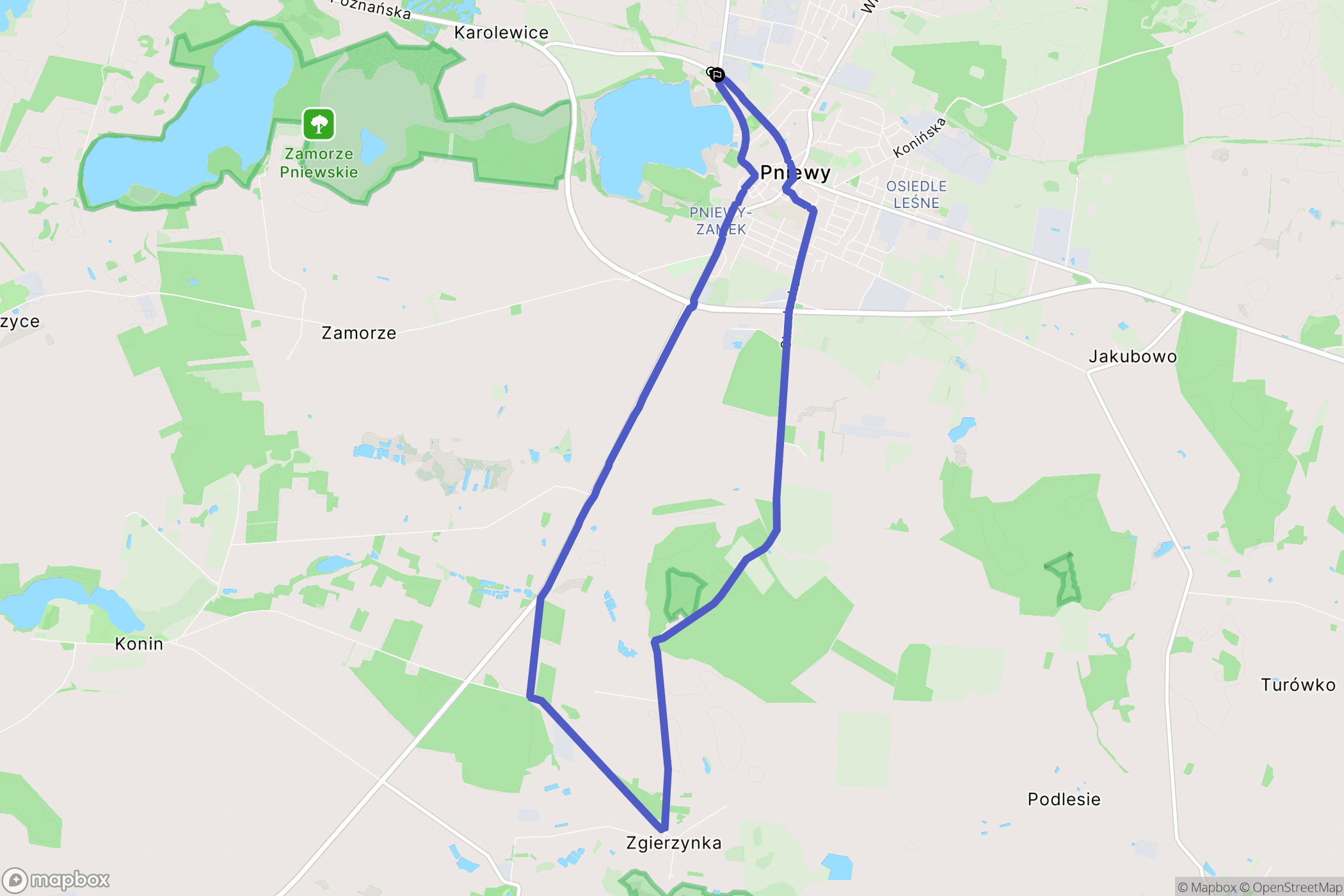 Pniewy: mapa trasy - Poland