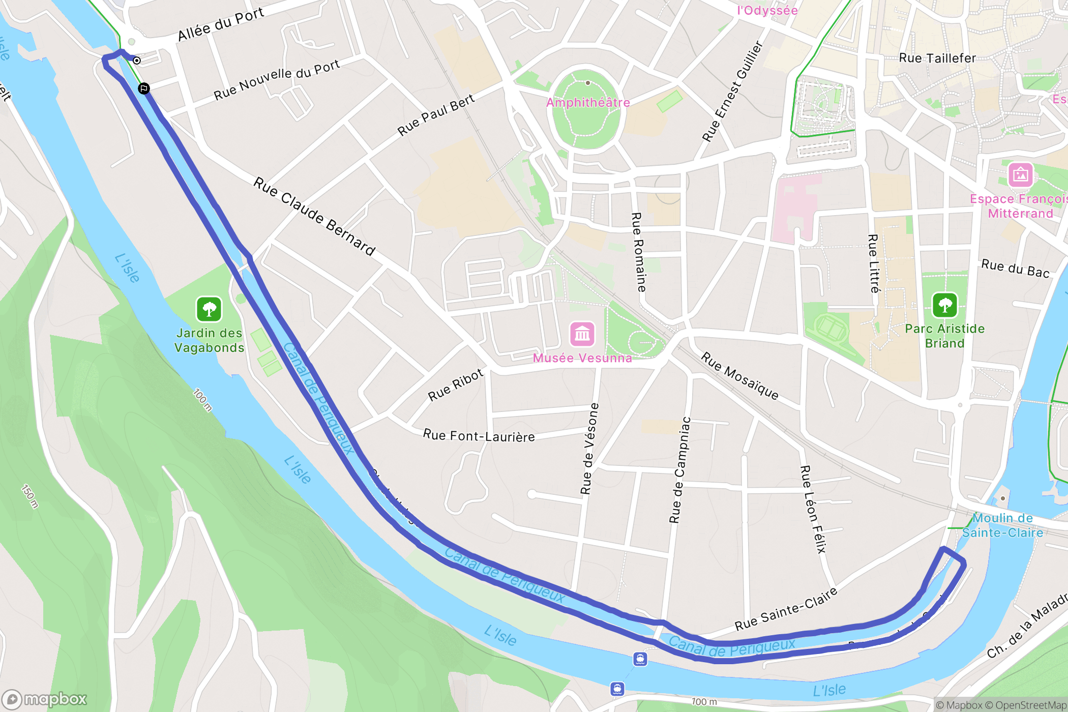 Périgueux : carte du parcours de randonnée - France