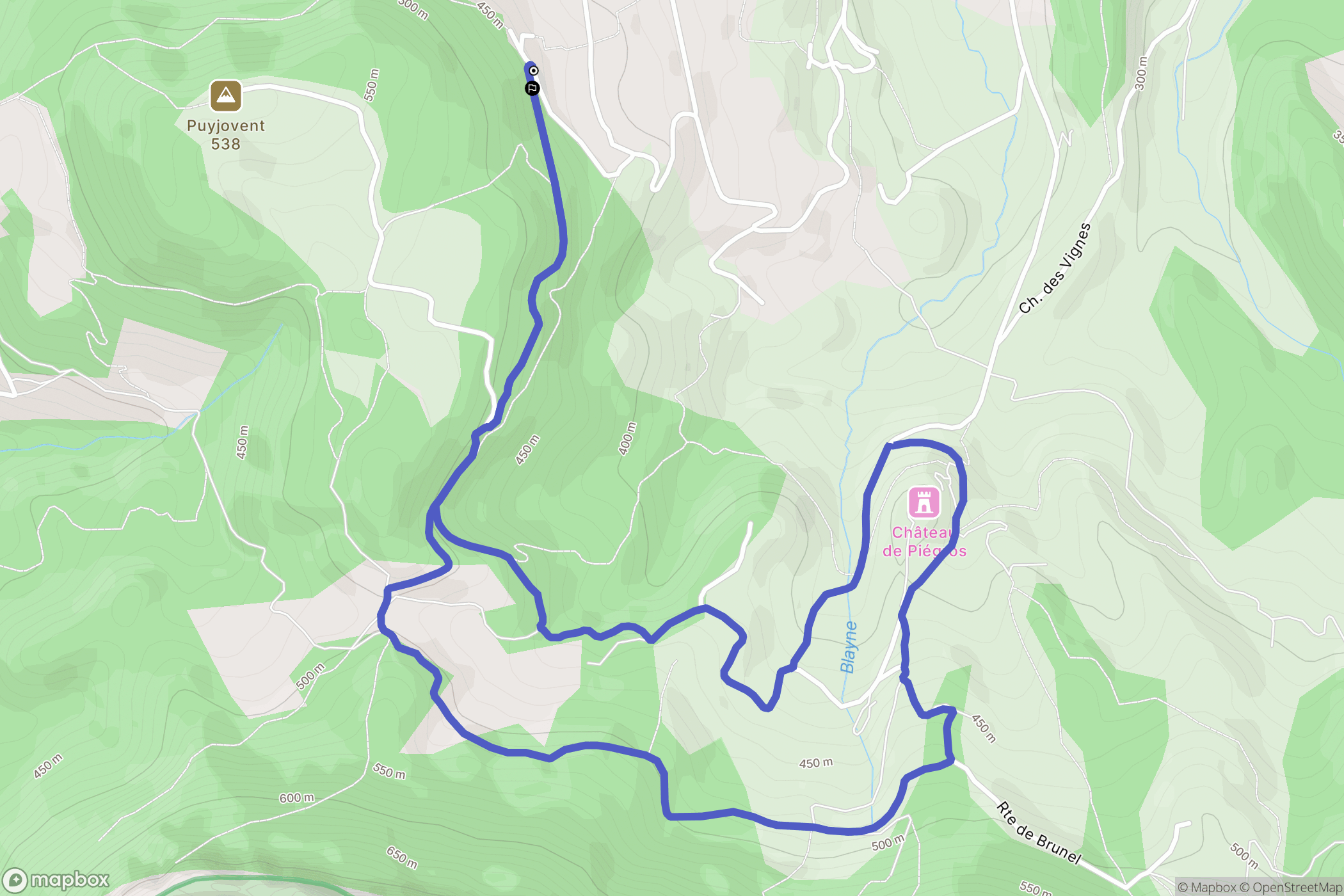 Piégros-la-Clastre : carte du parcours de randonnée - France