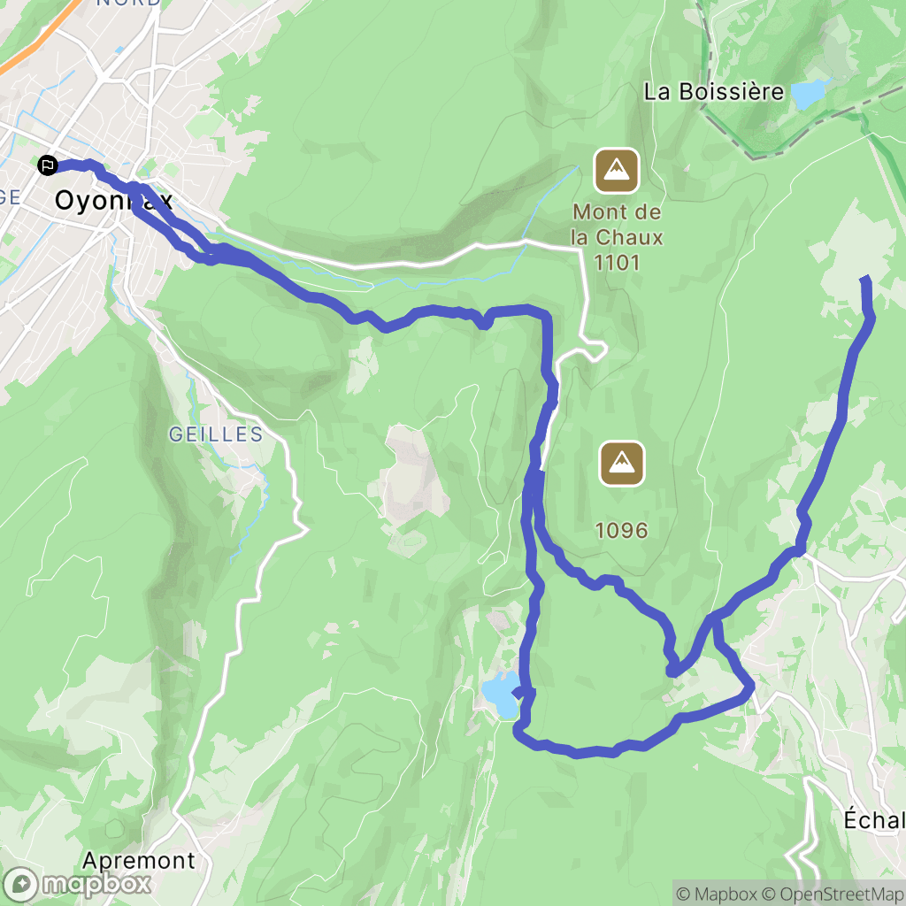 Oyonnax : carte du parcours de randonnée - France