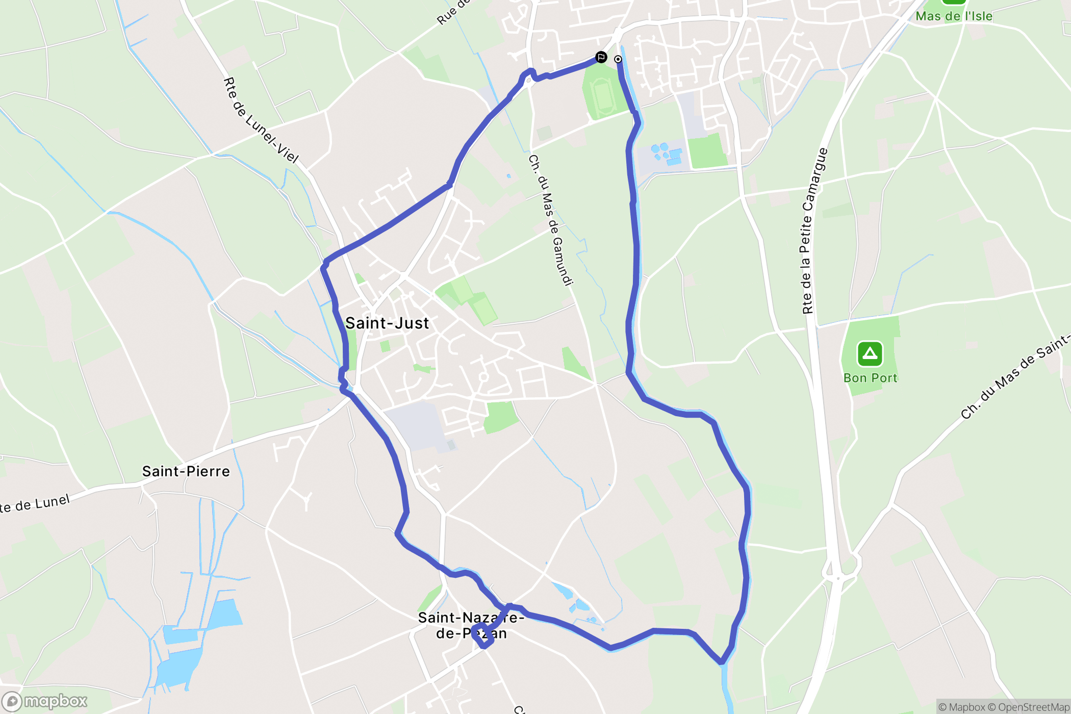 Lunel : carte du parcours de randonnée - France