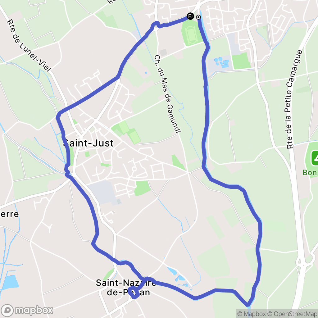 Lunel : carte du parcours de randonnée - France