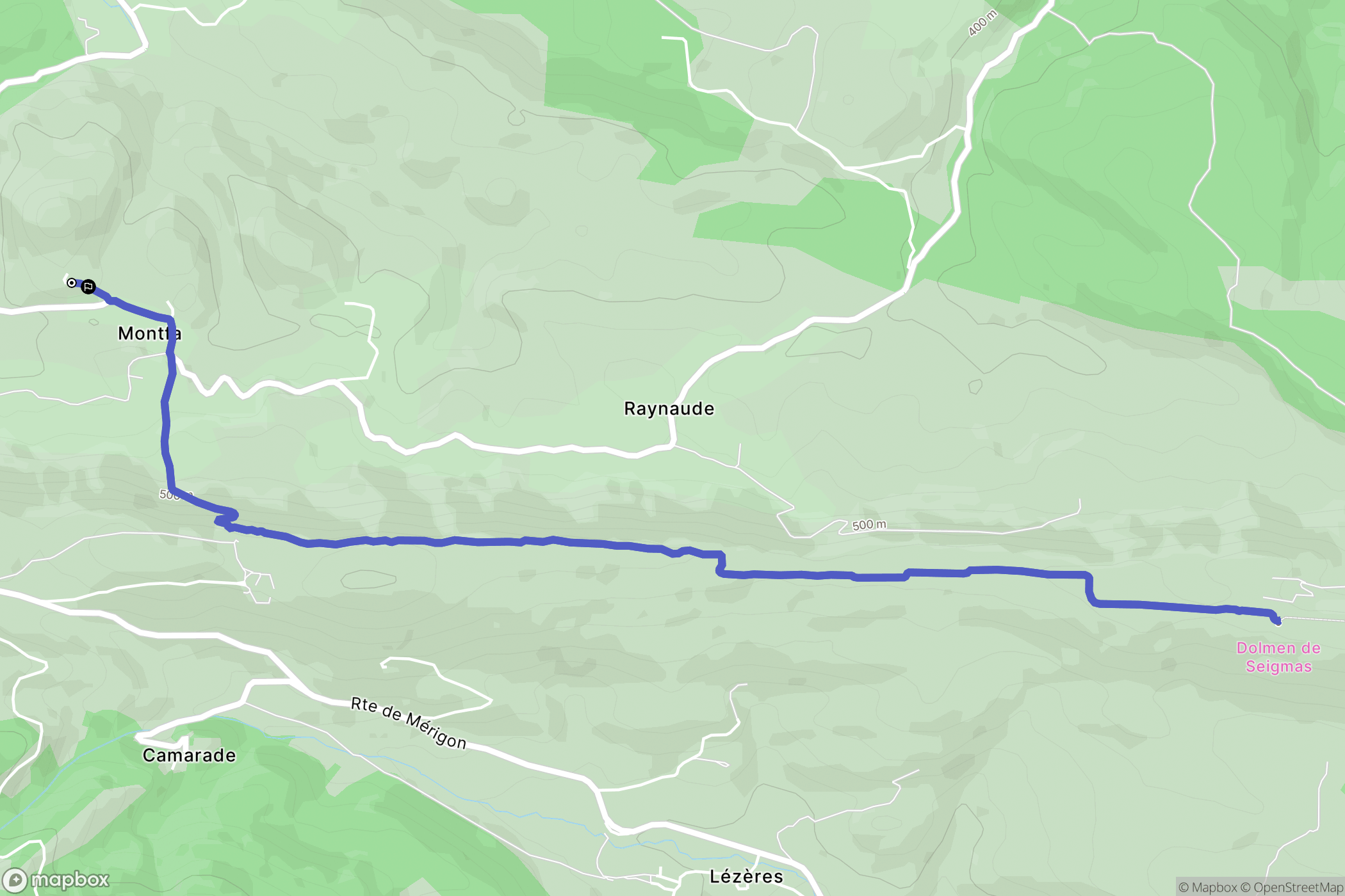 Montfa : carte du parcours de randonnée - France