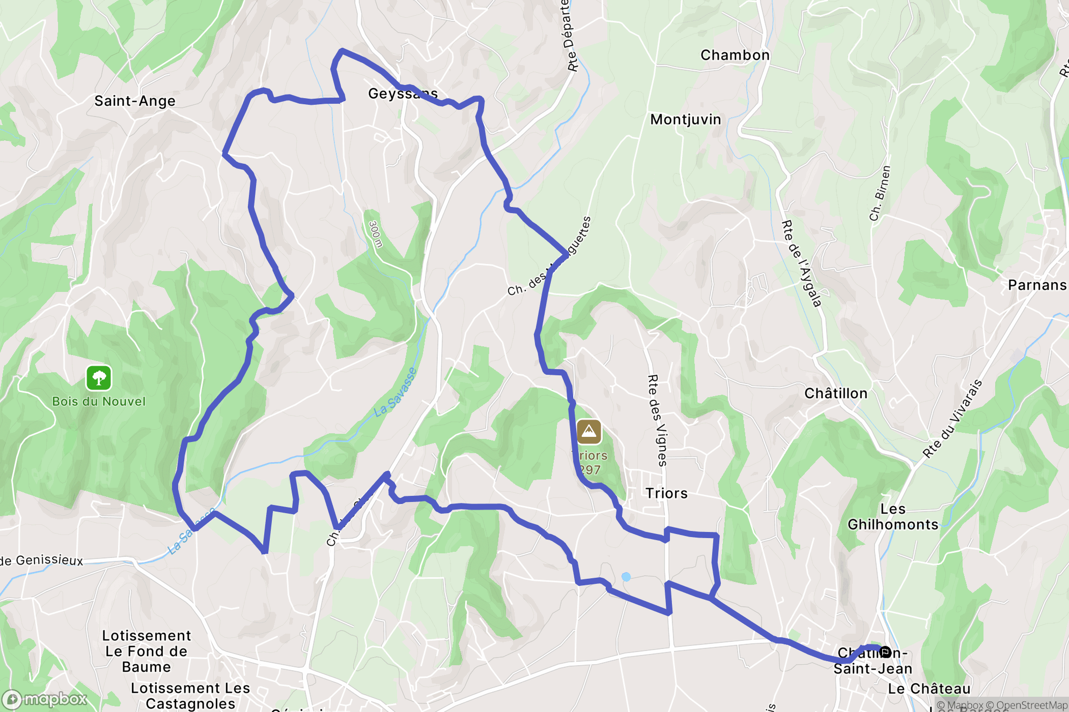 Châtillon-Saint-Jean : carte du parcours de randonnée - France