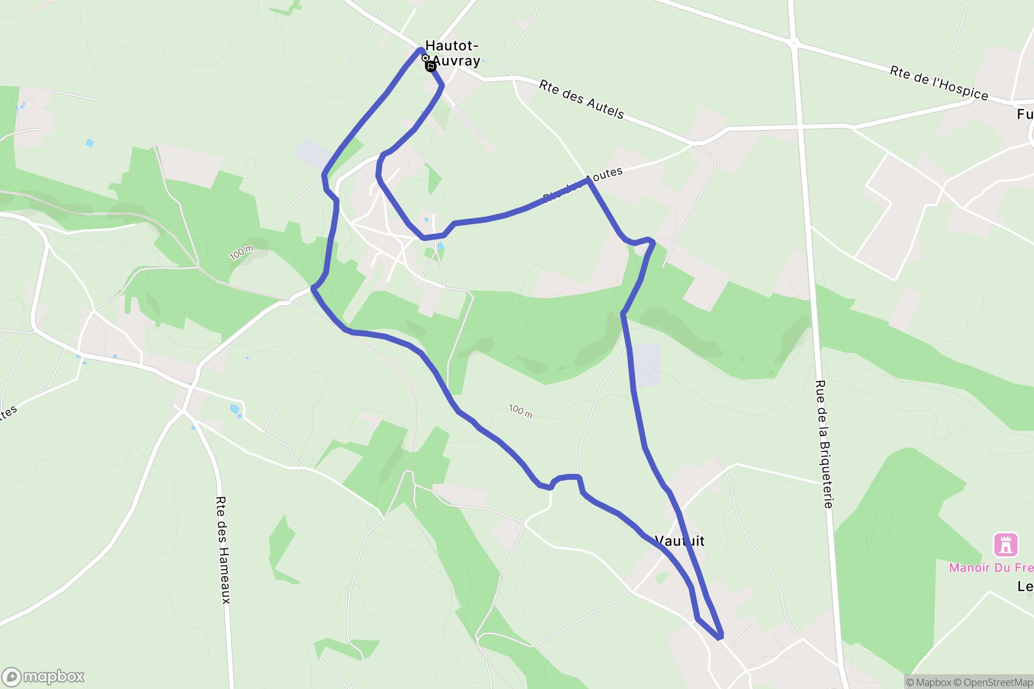 Hautot-l'Auvray : carte du parcours de randonnée - France
