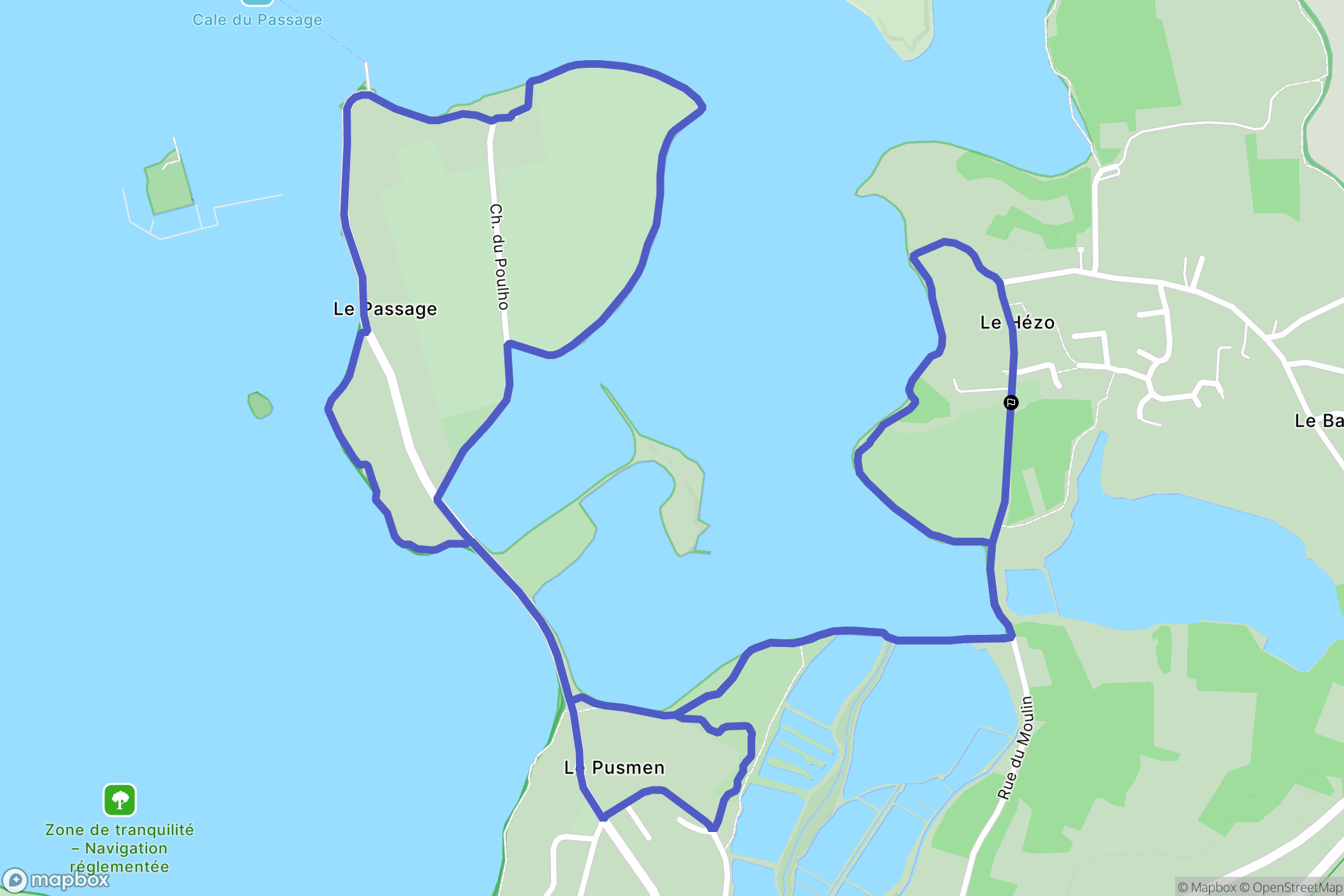 Le Hézo : carte du parcours de randonnée - France
