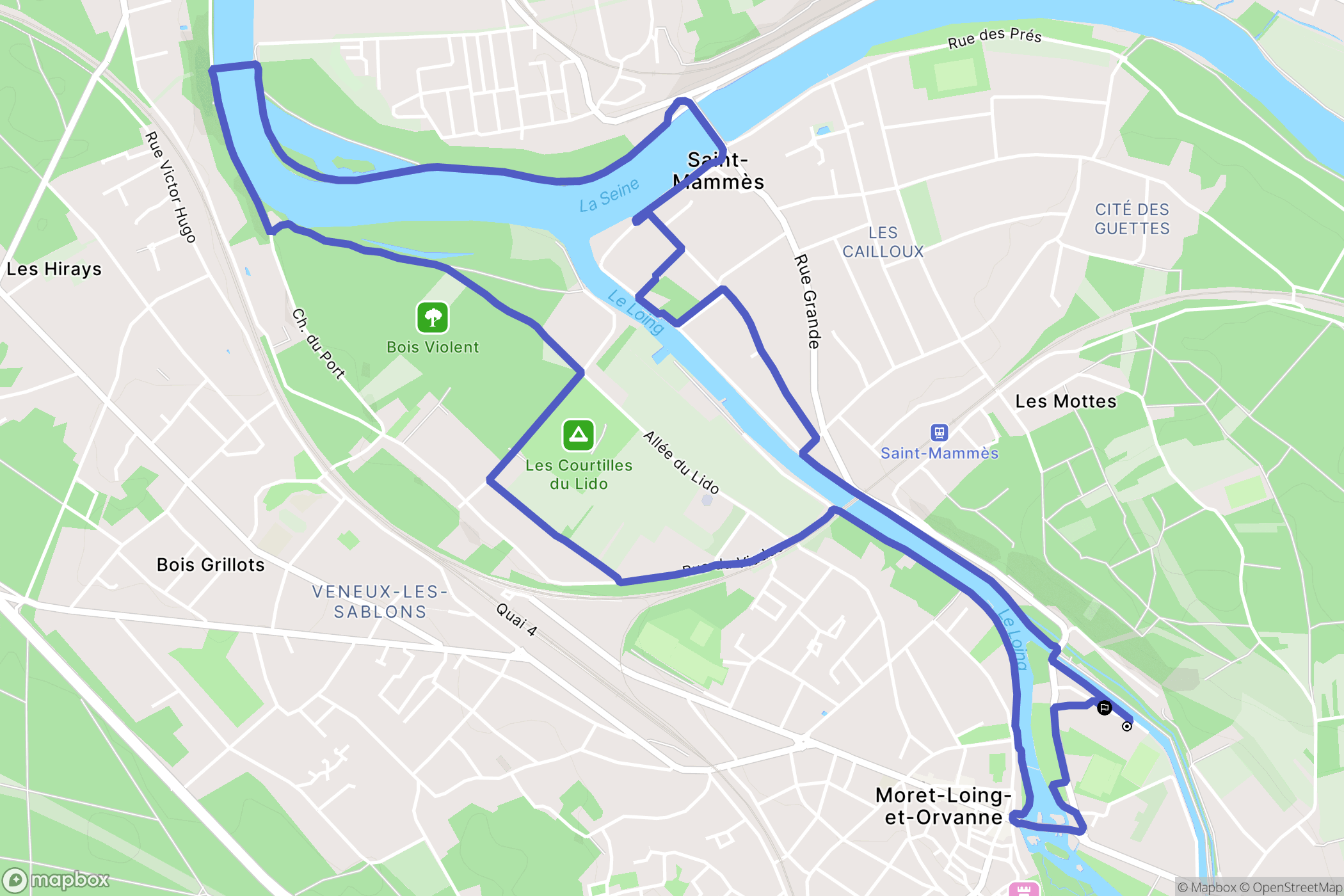 Moret-Loing-et-Orvanne : carte du parcours de randonnée - France