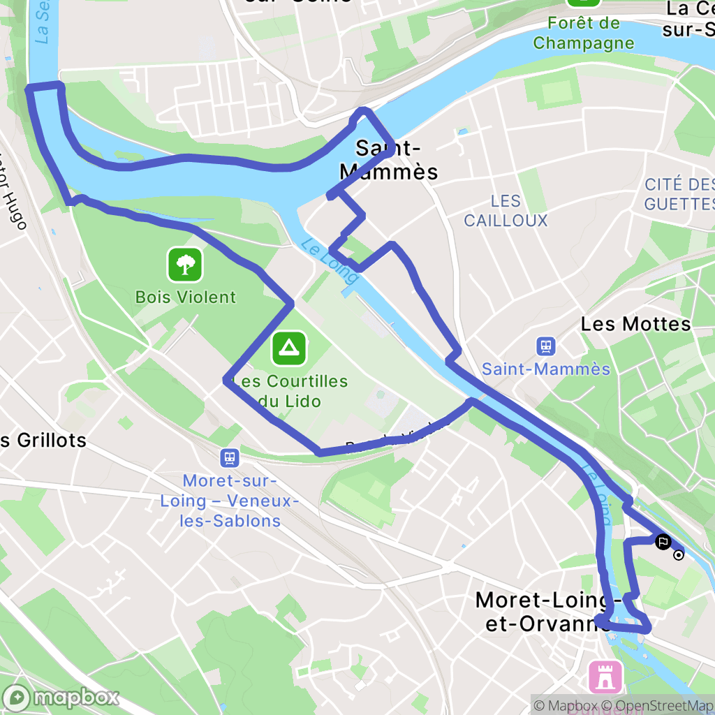 Moret-Loing-et-Orvanne : carte du parcours de randonnée - France