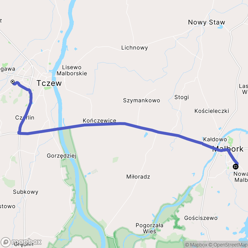 Tczew: mapa trasy - Poland