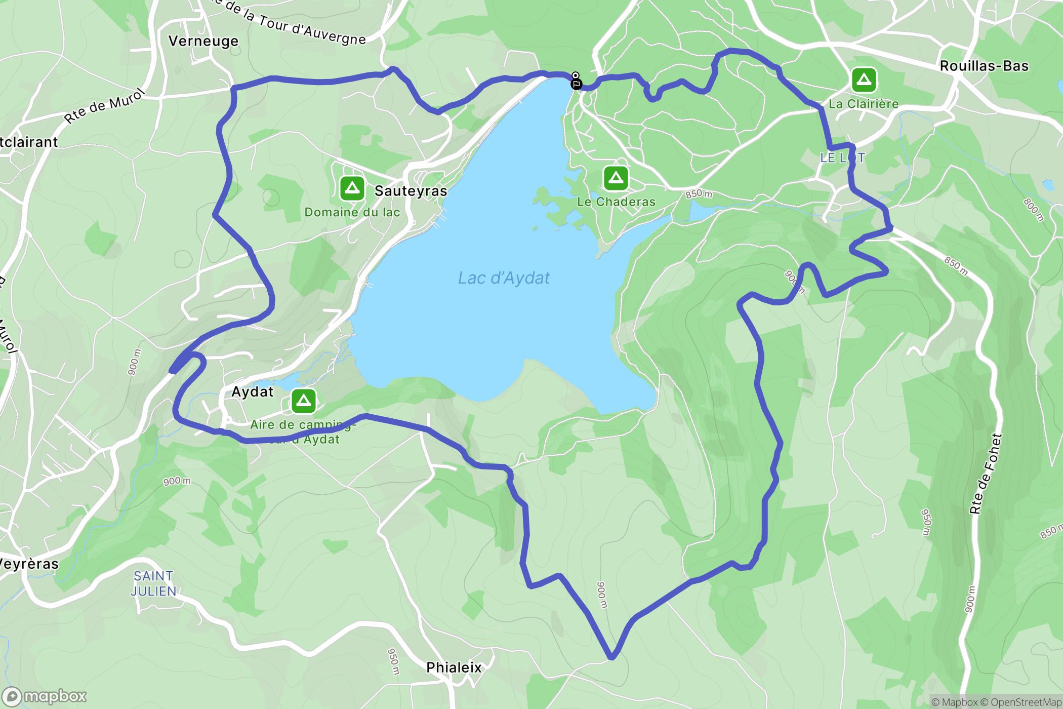 Aydat : carte du parcours de randonnée - France