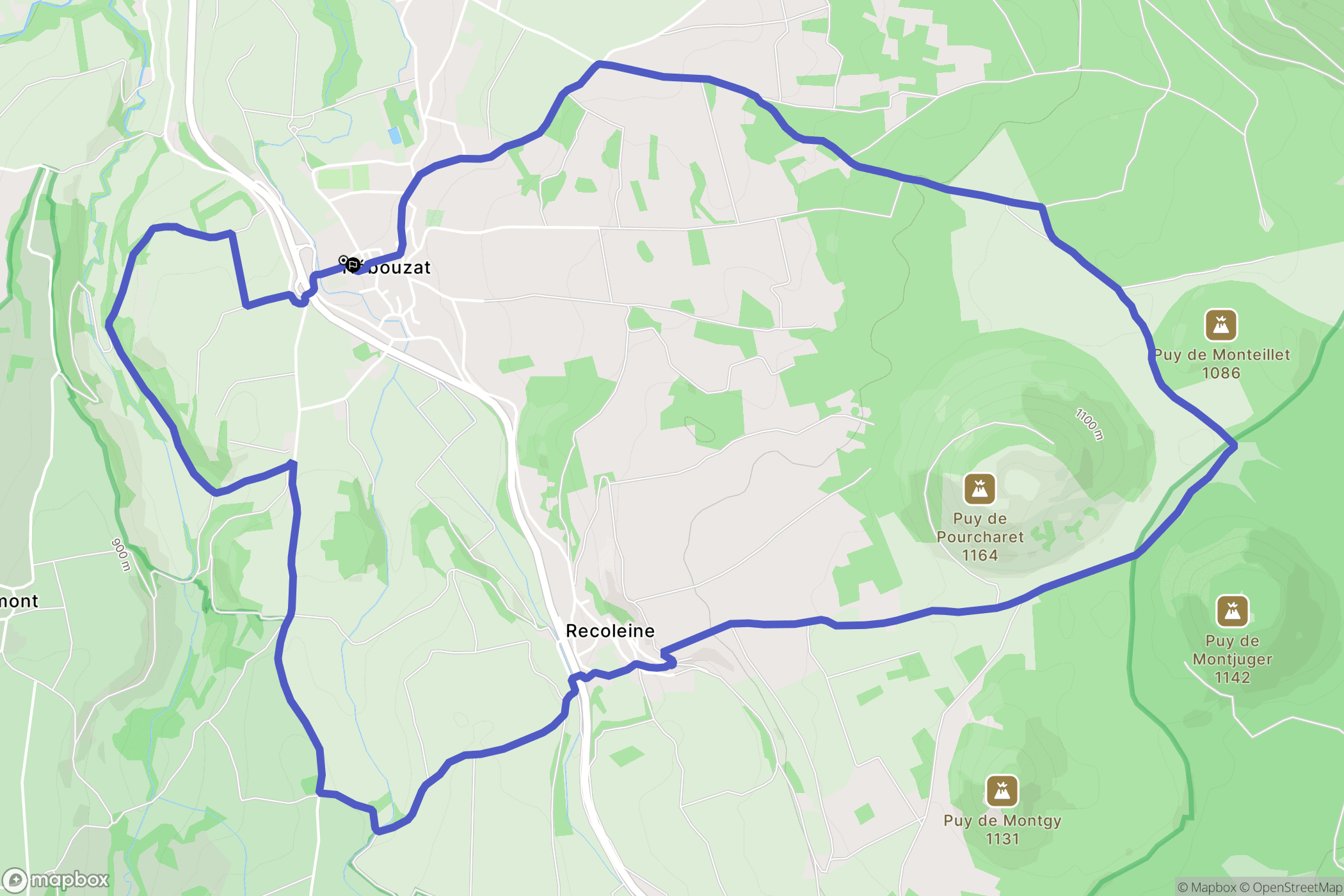 Nébouzat : carte du parcours de randonnée - France