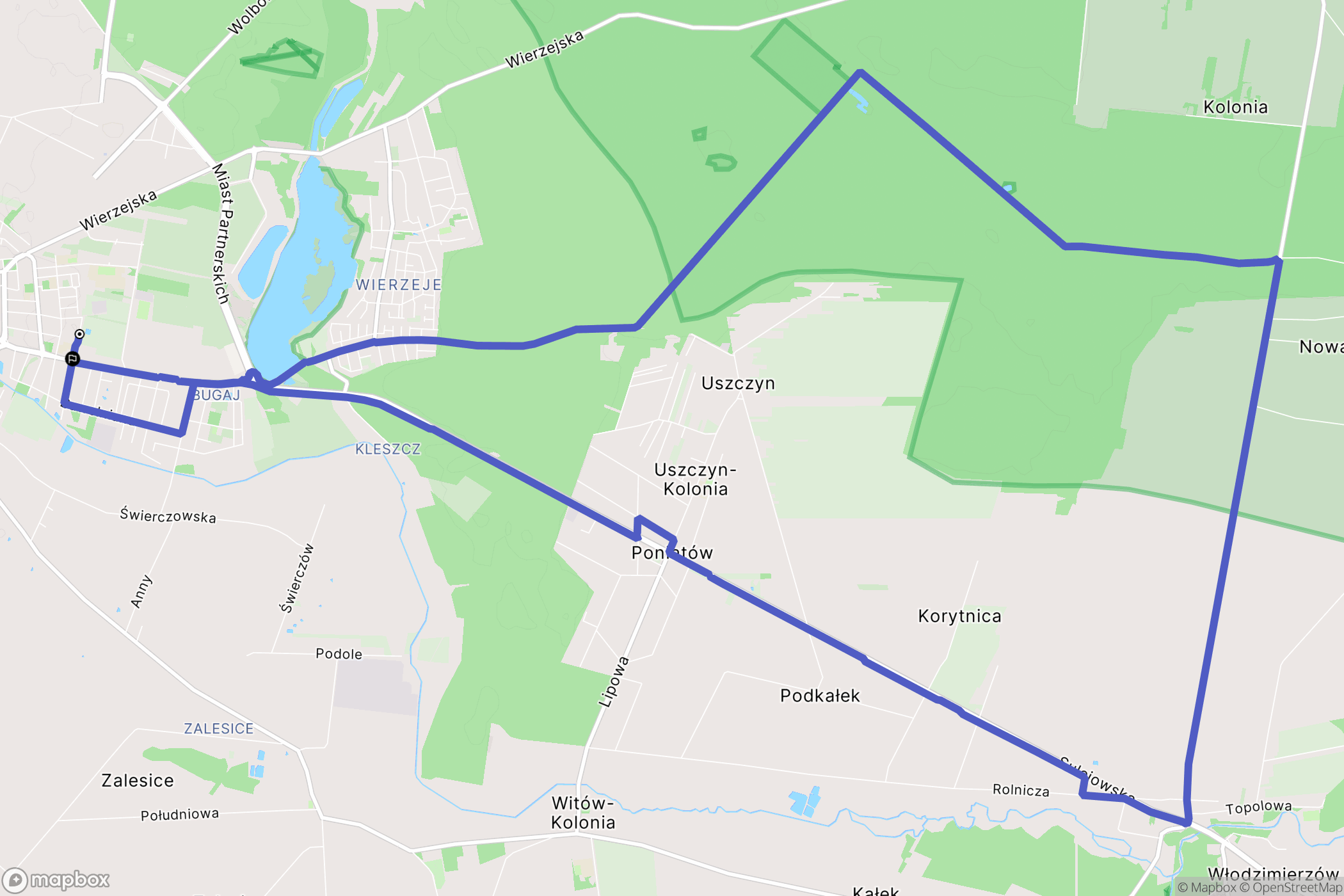 Piotrków Trybunalski: mapa trasy - Poland