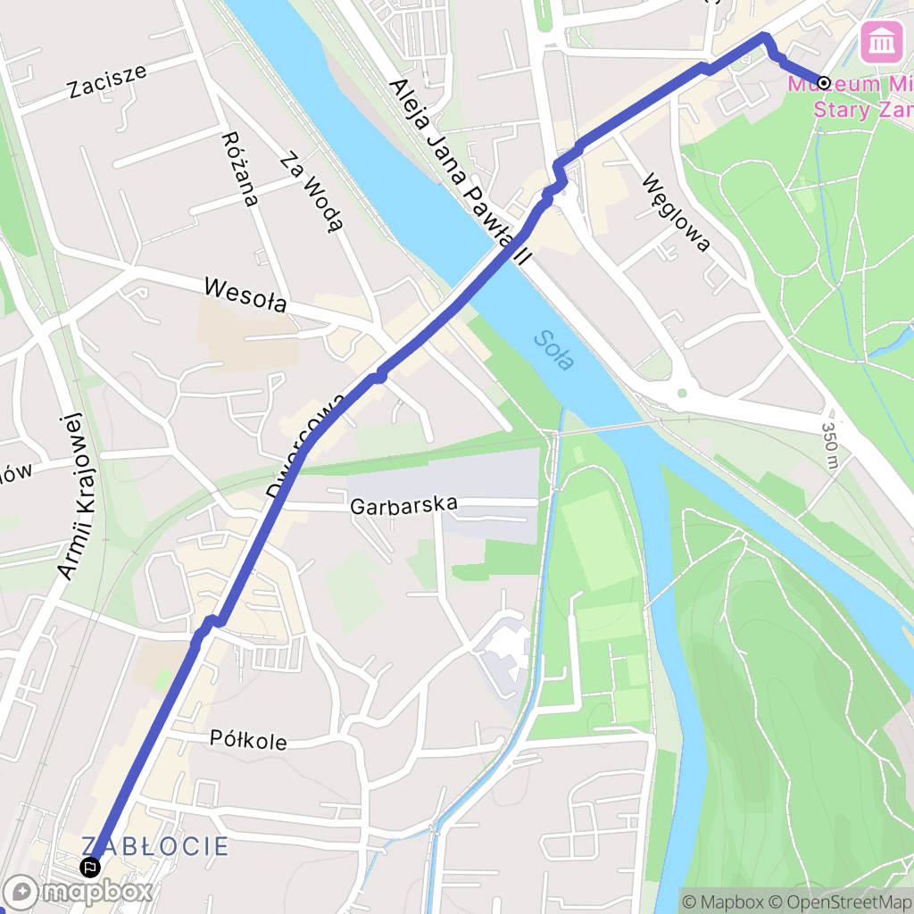 Żywiec: mapa trasy - Poland