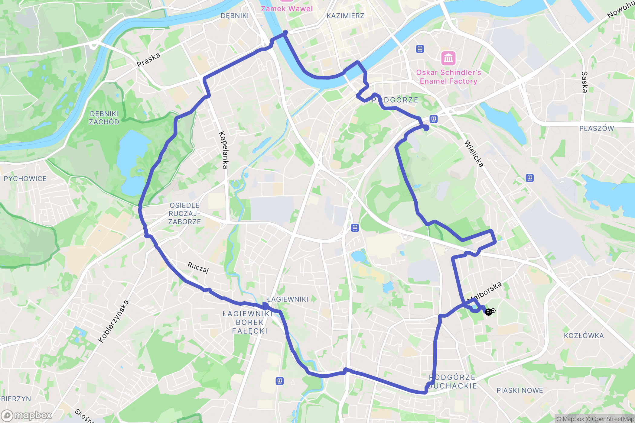 Kraków: mapa trasy - Poland