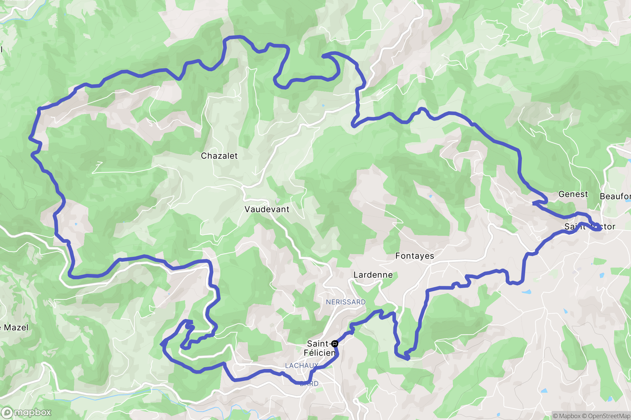 Saint-Félicien : carte du parcours de randonnée - France