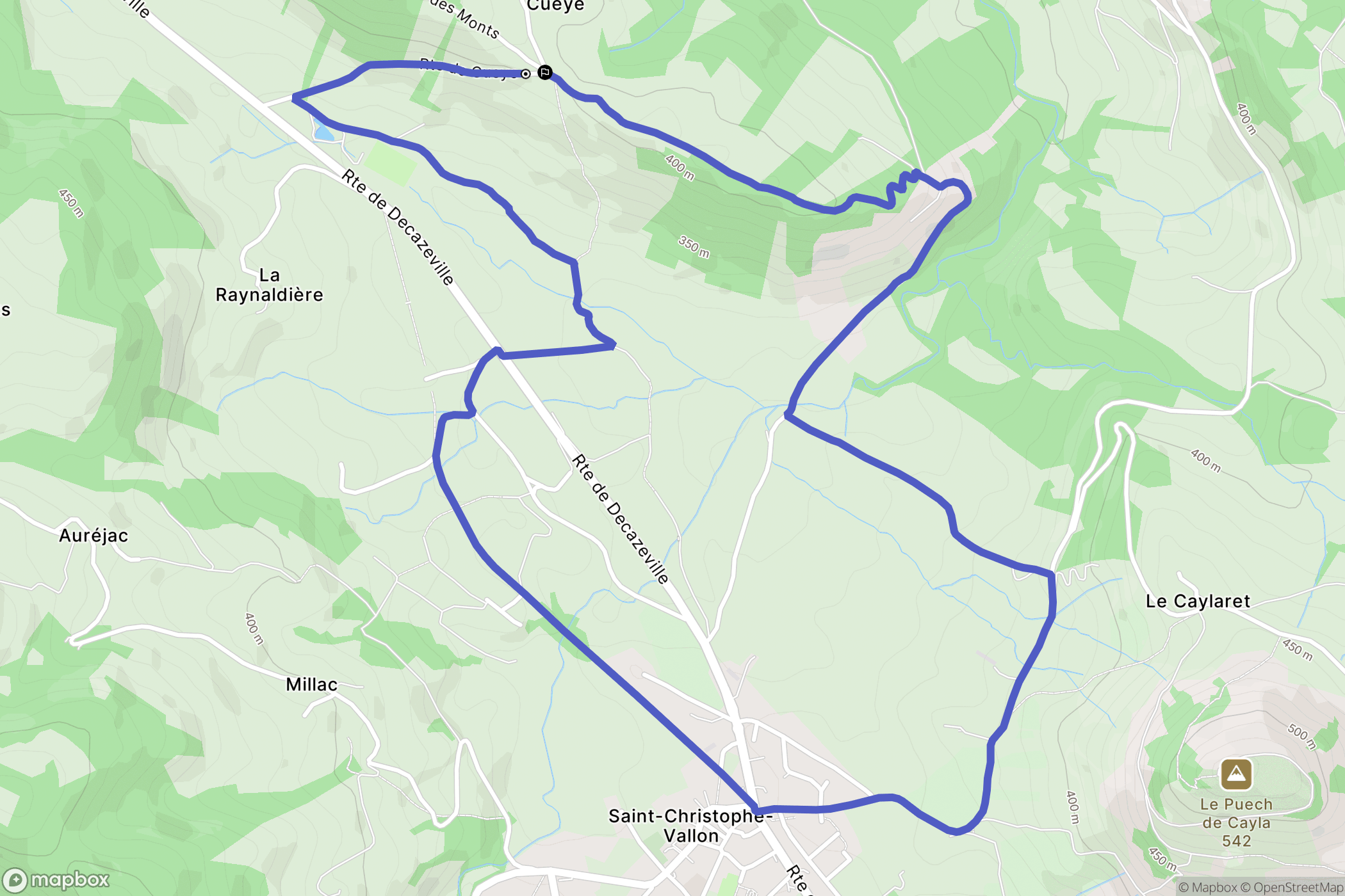Saint-Christophe-Vallon : carte du parcours de randonnée - France