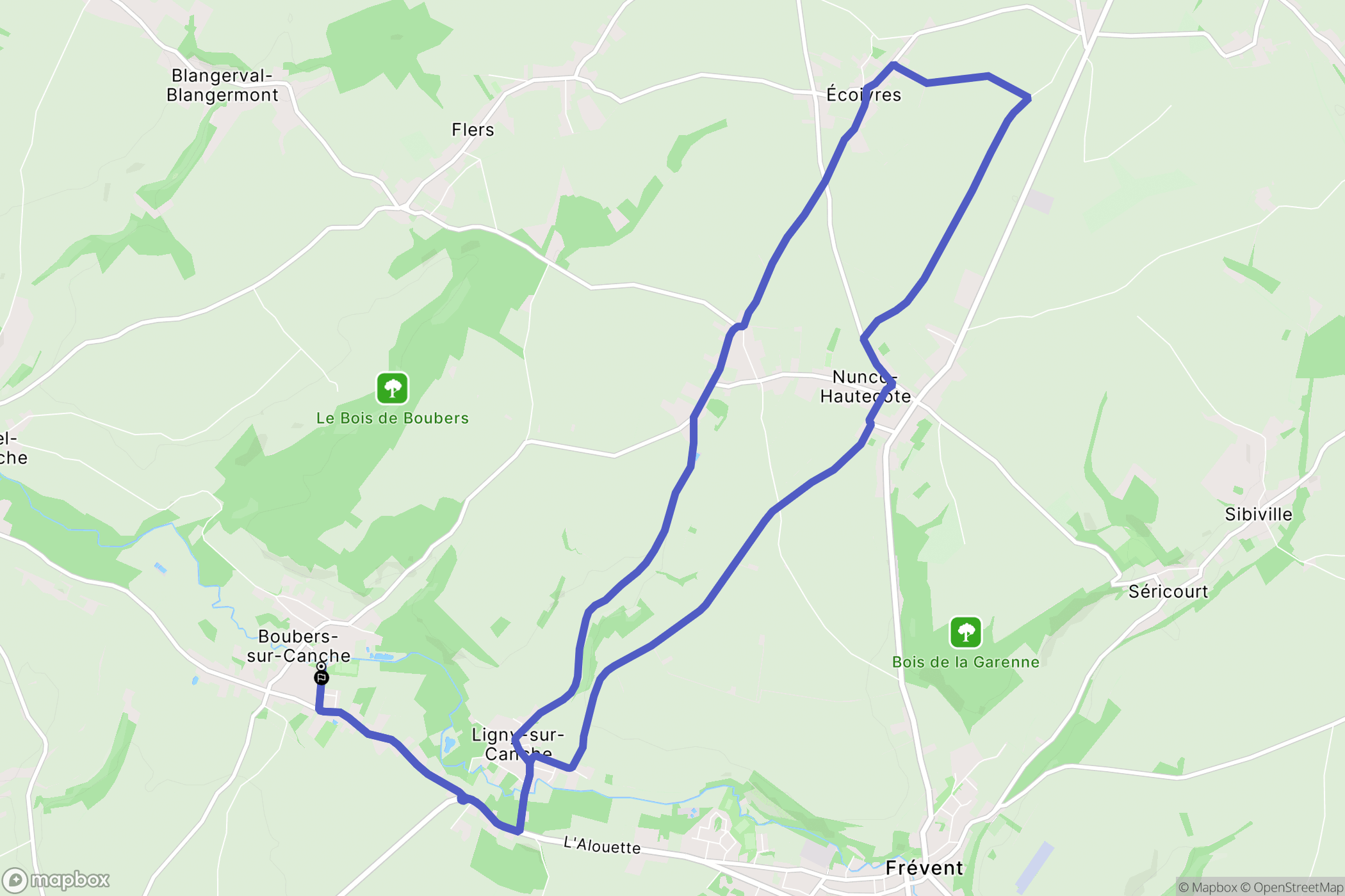Boubers-sur-Canche : carte du parcours de randonnée - France