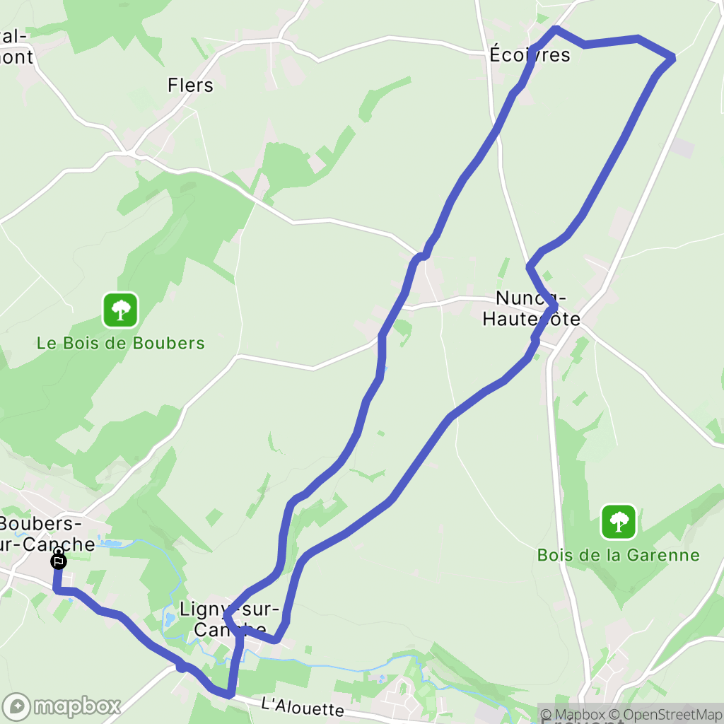 Boubers-sur-Canche : carte du parcours de randonnée - France