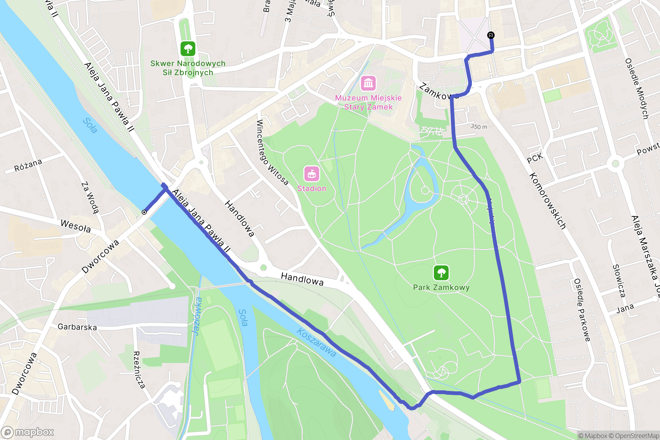 Żywiec: mapa trasy - Poland