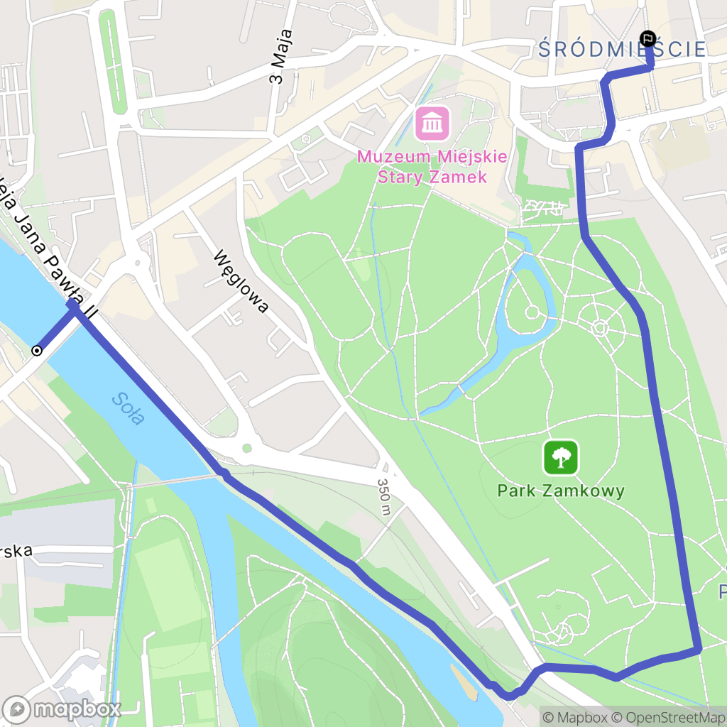 Żywiec: mapa trasy - Poland
