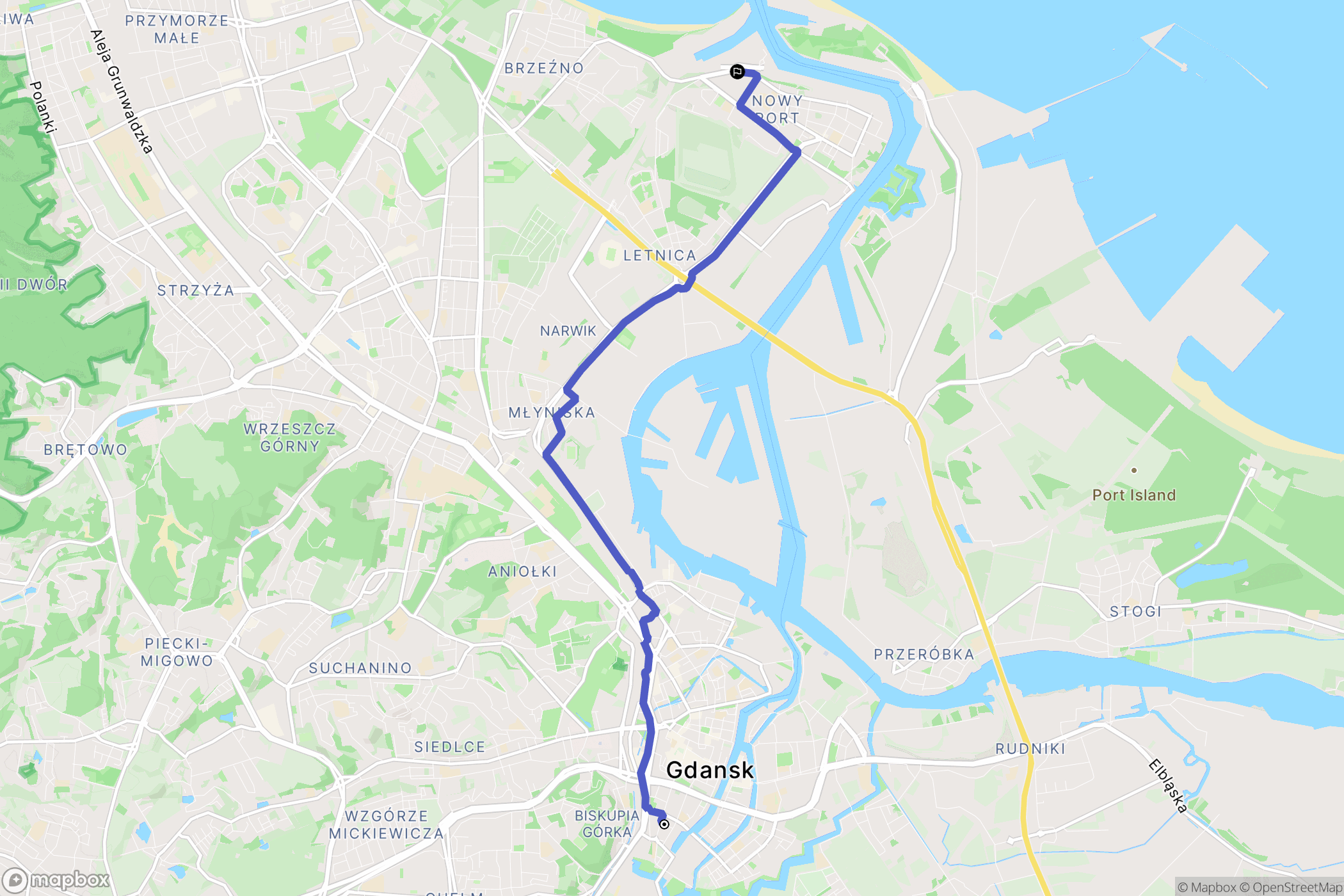 Gdańsk: mapa trasy - Poland