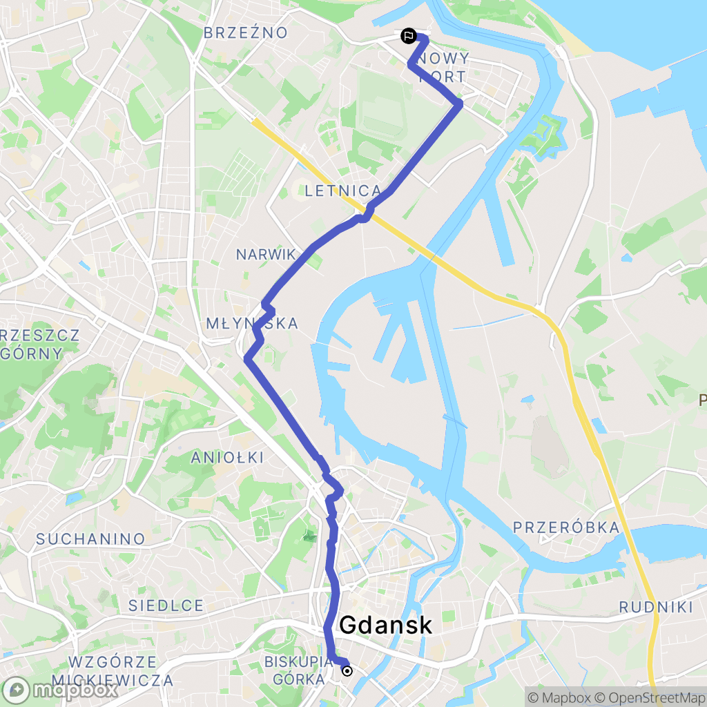 Gdańsk: mapa trasy - Poland
