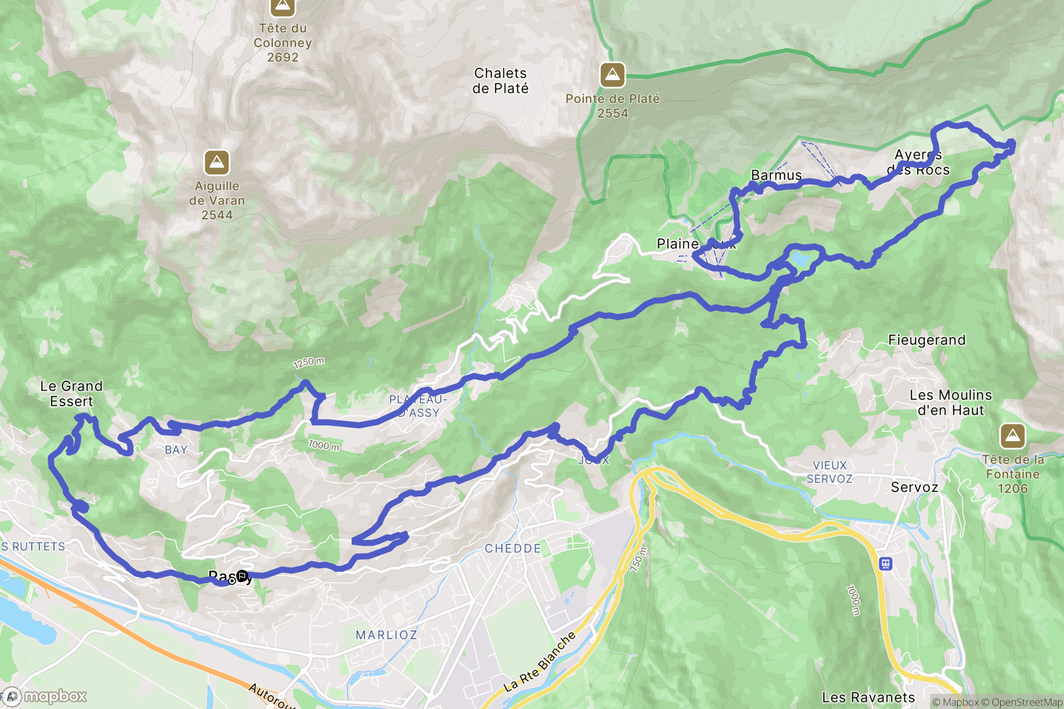 Passy : carte du parcours de randonnée - France