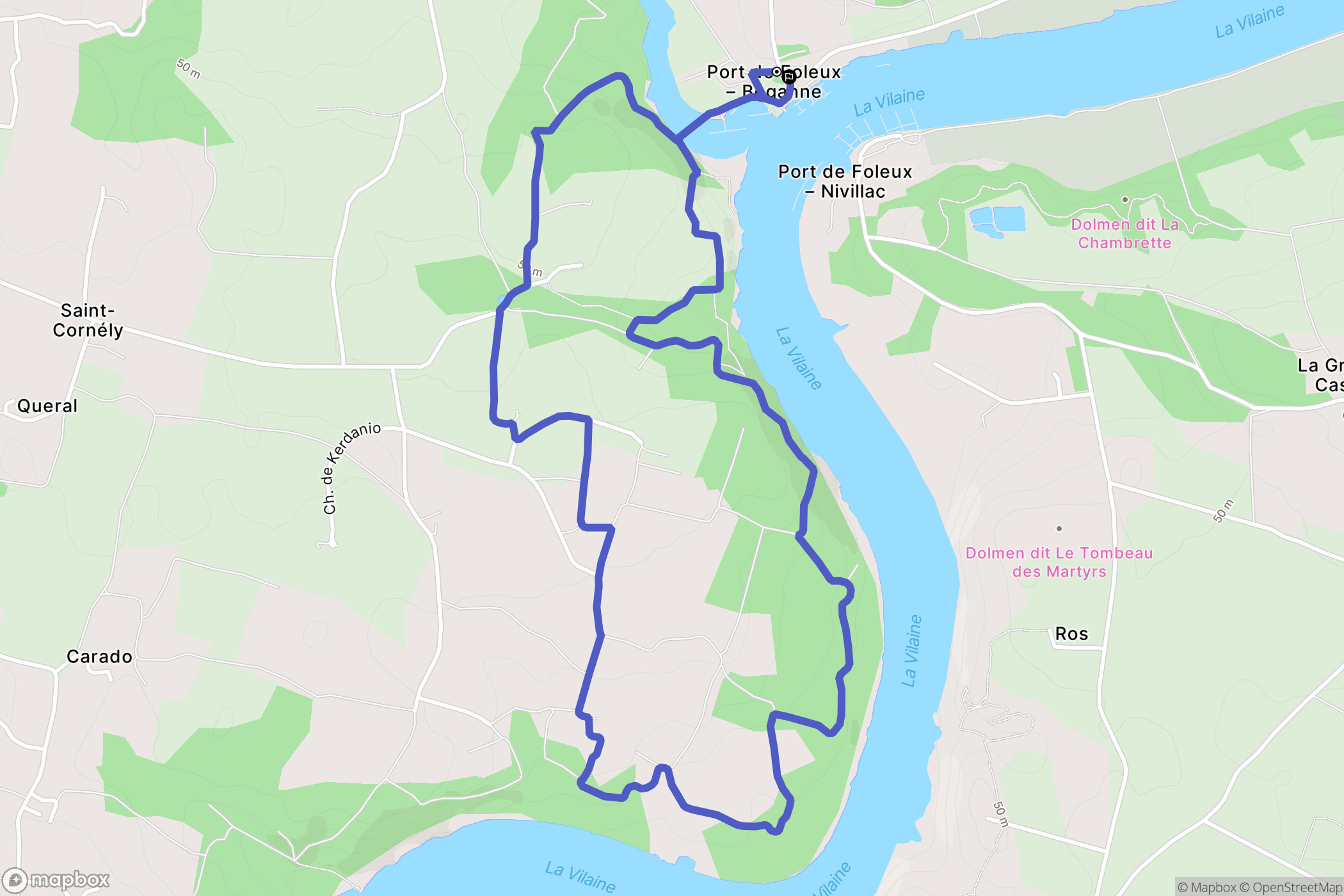 Béganne : carte du parcours de randonnée - France