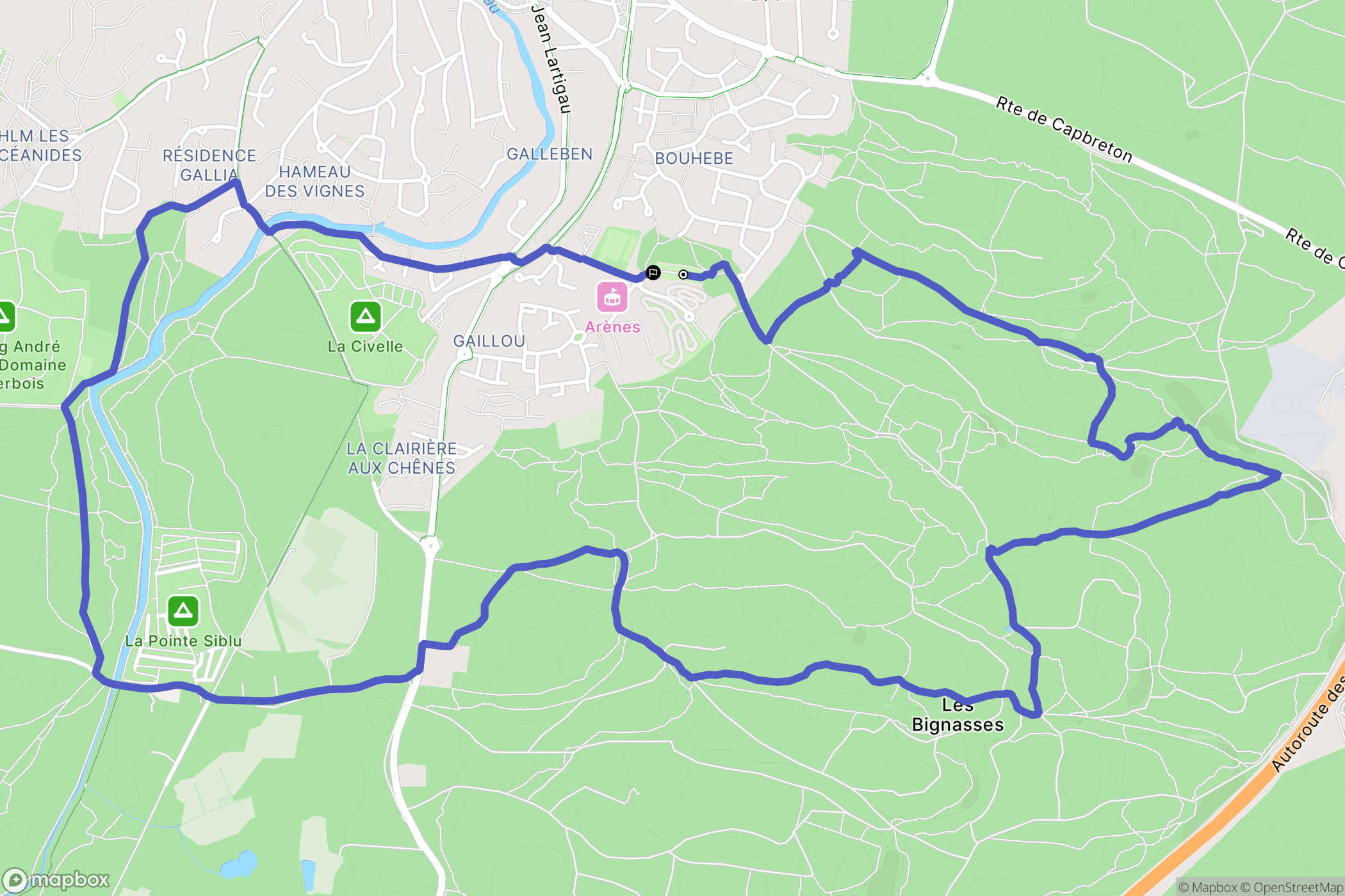 Capbreton : carte du parcours de randonnée - France