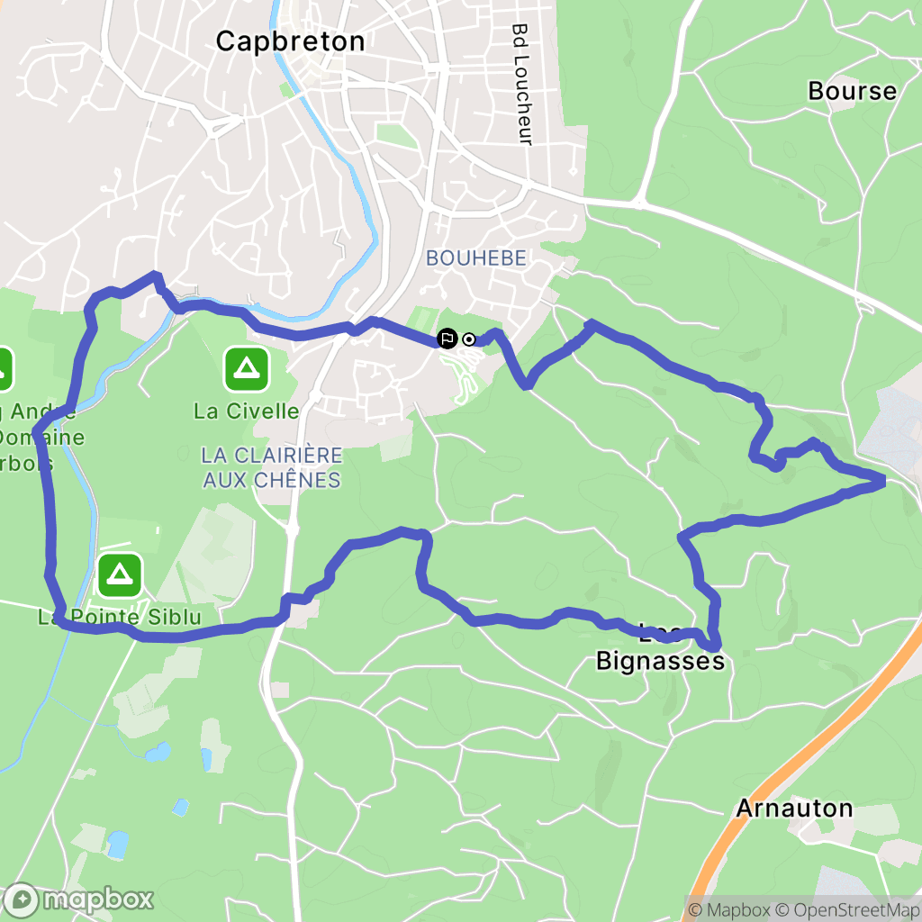 Capbreton : carte du parcours de randonnée - France
