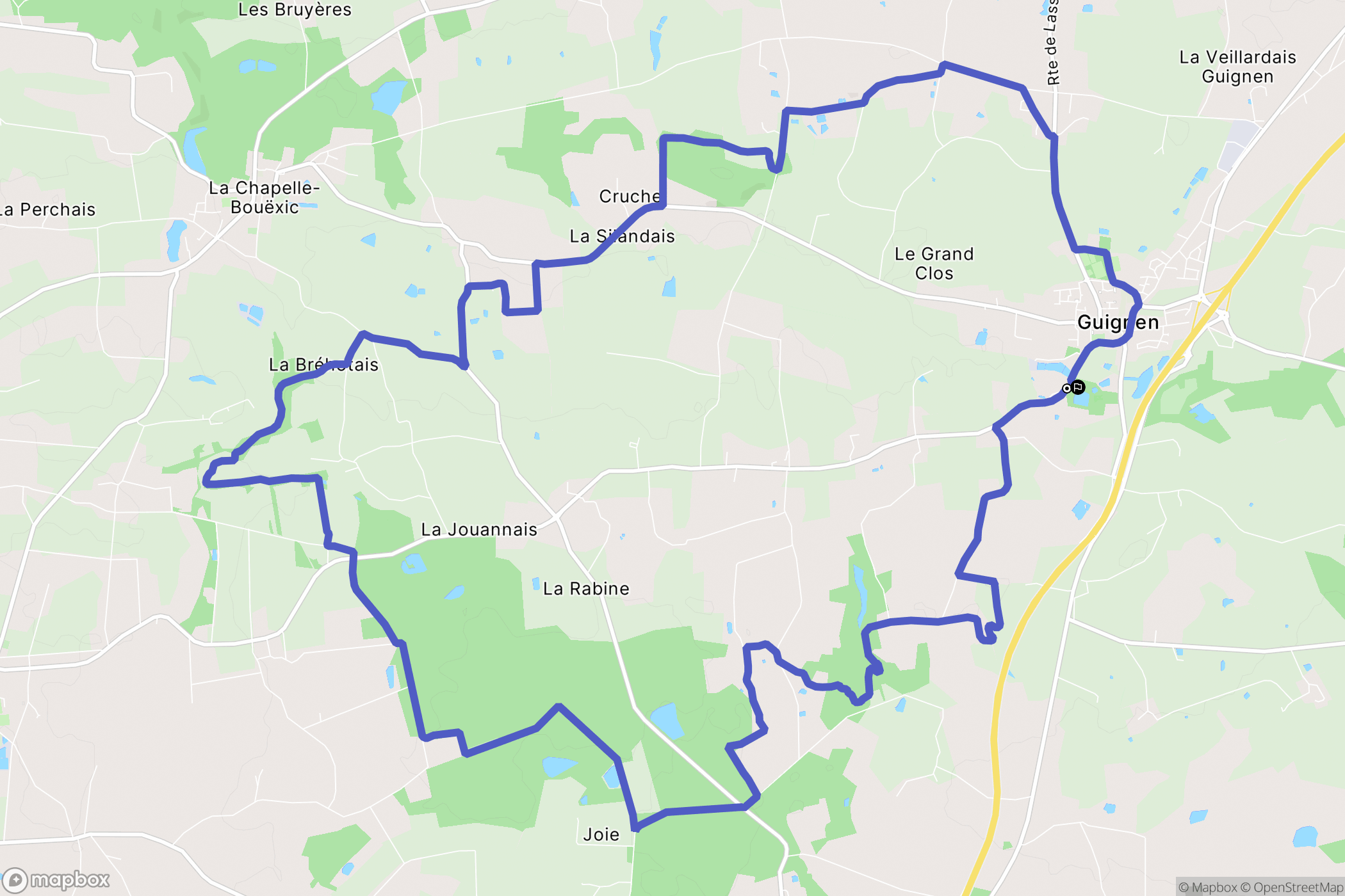 Guignen : carte du parcours de randonnée - France
