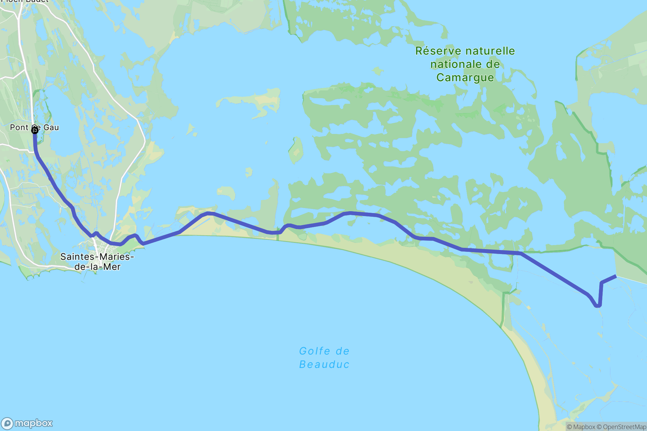 Saintes-Maries-de-la-Mer : carte du parcours de randonnée - France