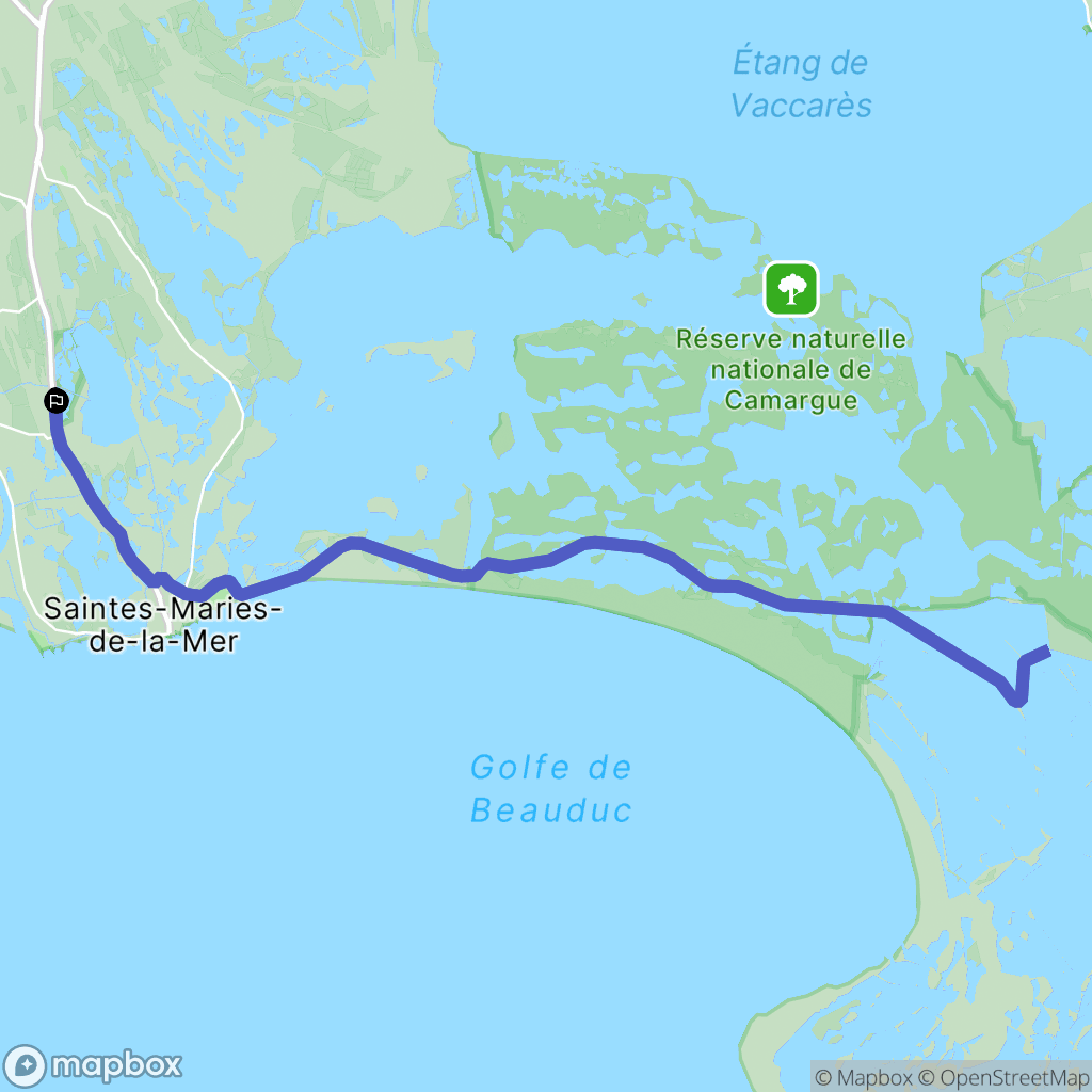 Saintes-Maries-de-la-Mer : carte du parcours de randonnée - France