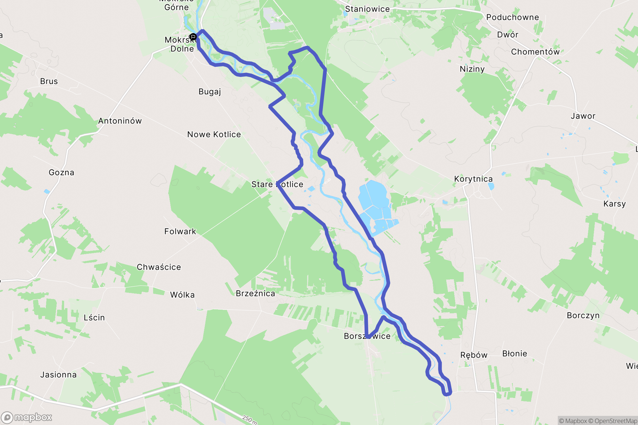 Mokrsko Dolne: mapa trasy - Poland