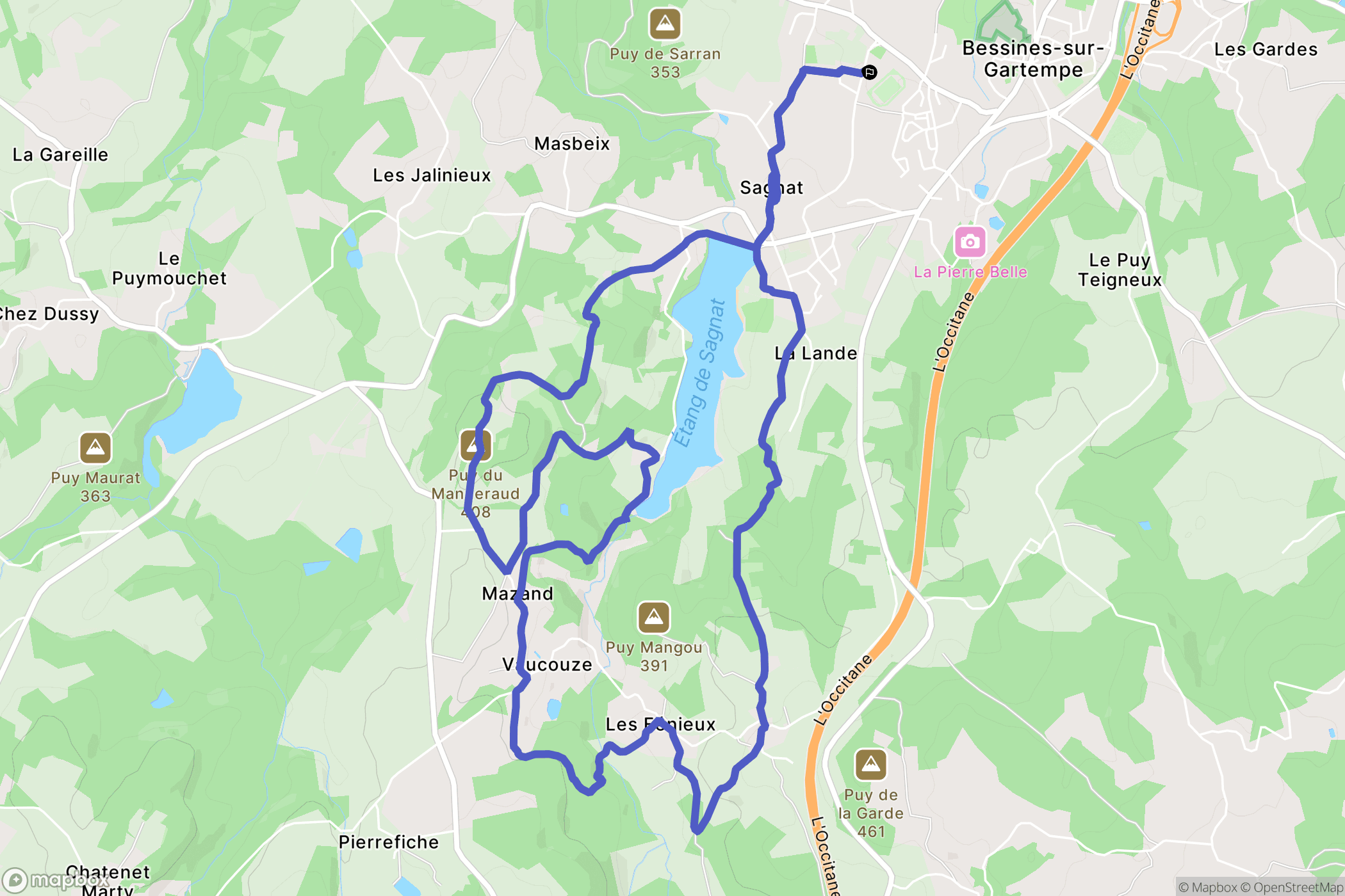 Bessines-sur-Gartempe : carte du parcours de randonnée - France