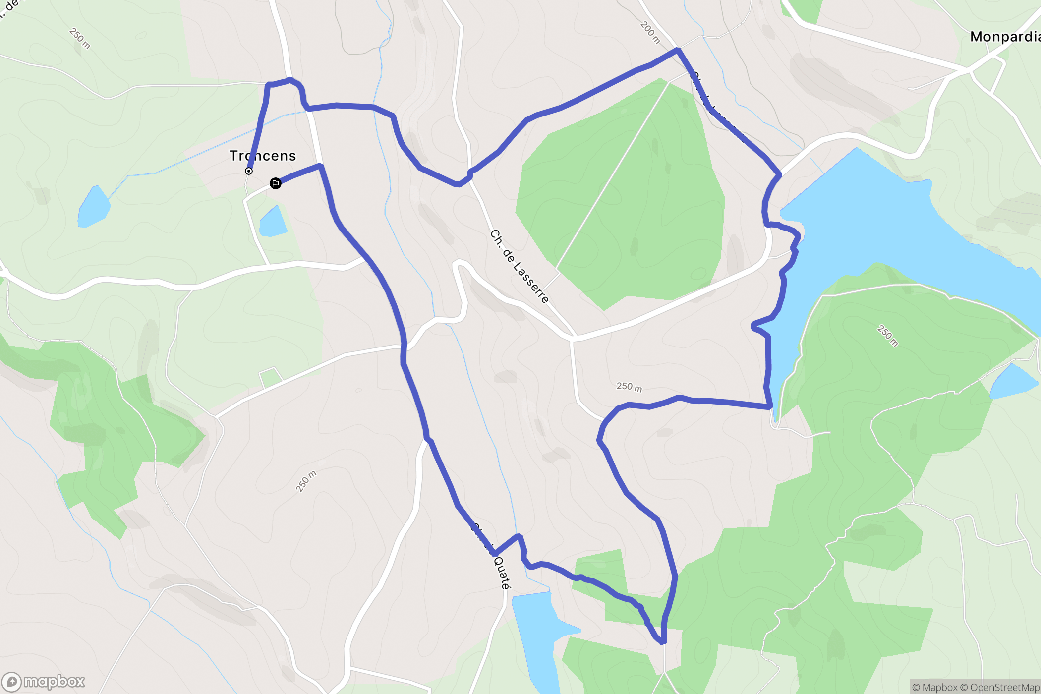 Troncens : carte du parcours de randonnée - France
